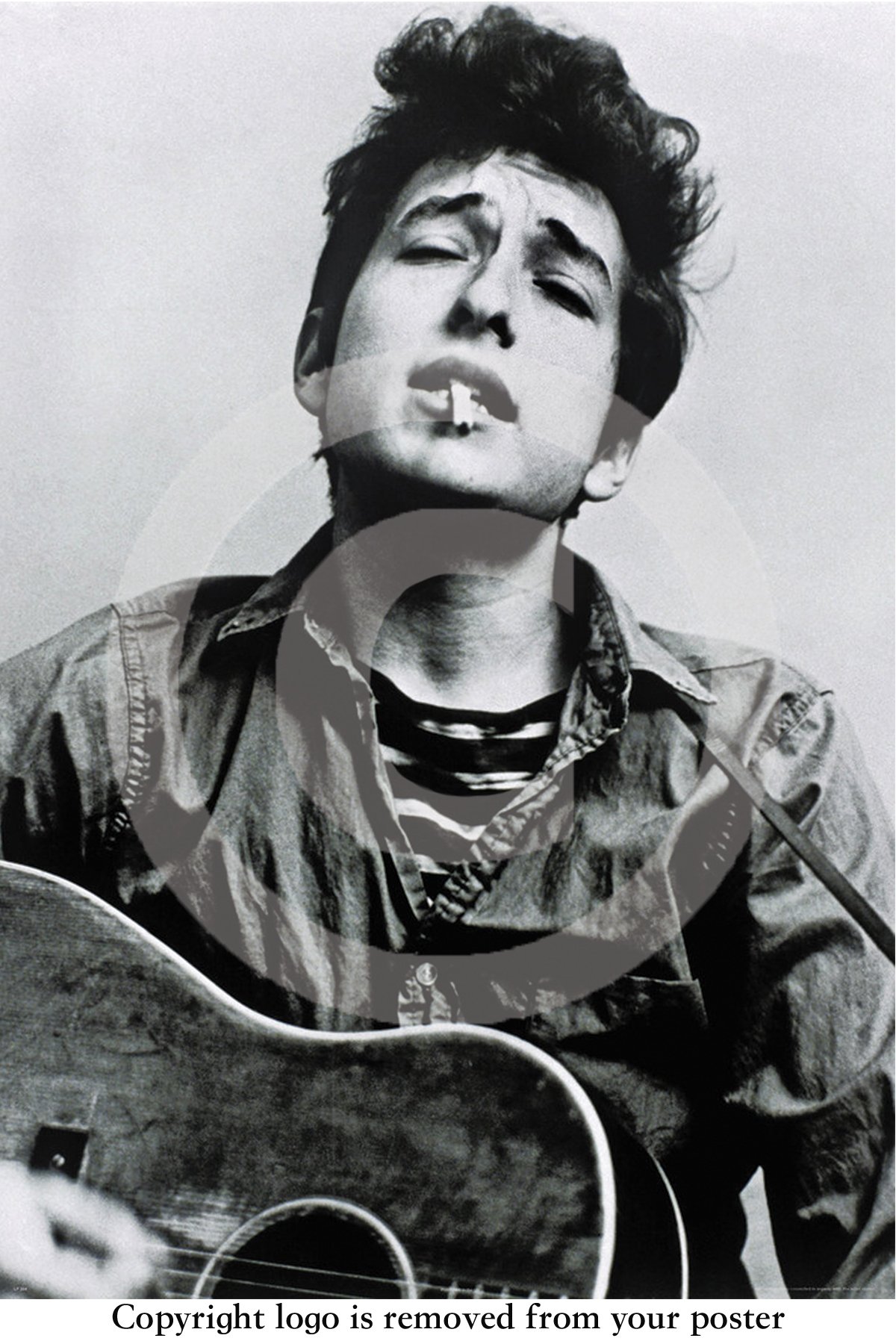 camdentownpostercompany HUGE Bob Dylan Guitar b/w close up maxi Neutral tones Rectangular Paper Poster Measures 91.5L x 61W cm Unframed Wall Mount Living Room Indoor Poster