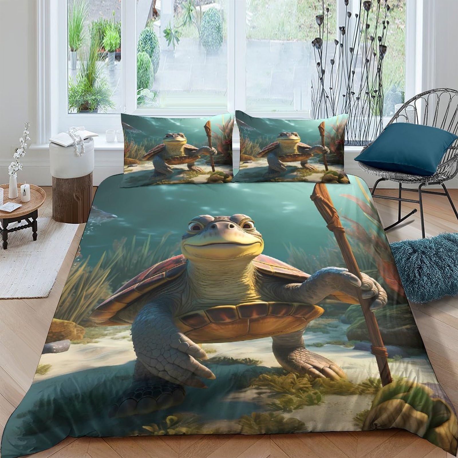 Ctjqhvkz Style-4 3D Printed Frog Adventure Fitted Sheet Microfiber Artistic Bed Cover Forest Walking Animal Bedroom Decor Single（135X200cm）