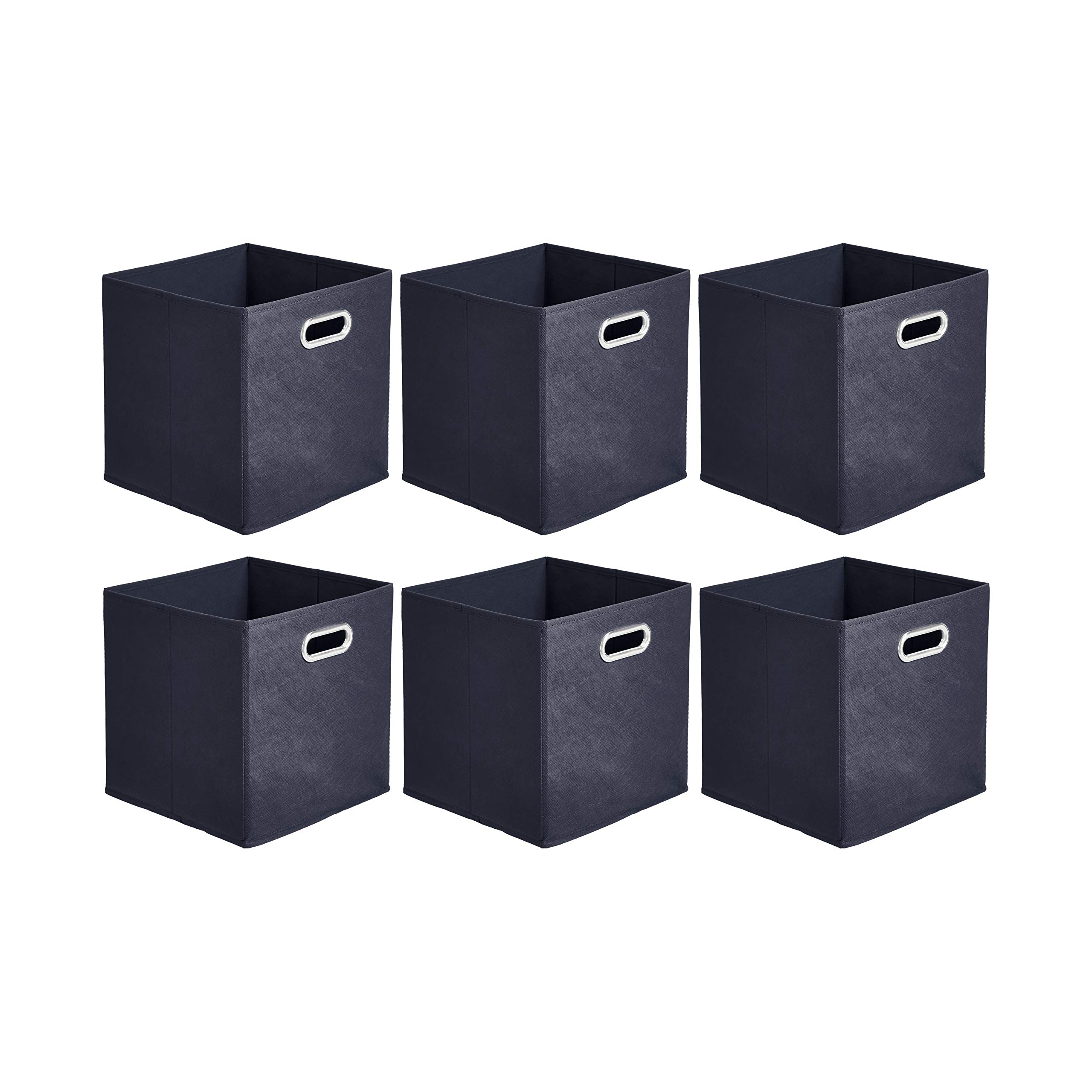 Photo 1 of Amazon Basics Collapsible Fabric Storage Cubes with Oval Grommets - 6-Pack, Navy Navy 6-Pack---------factory sealed 