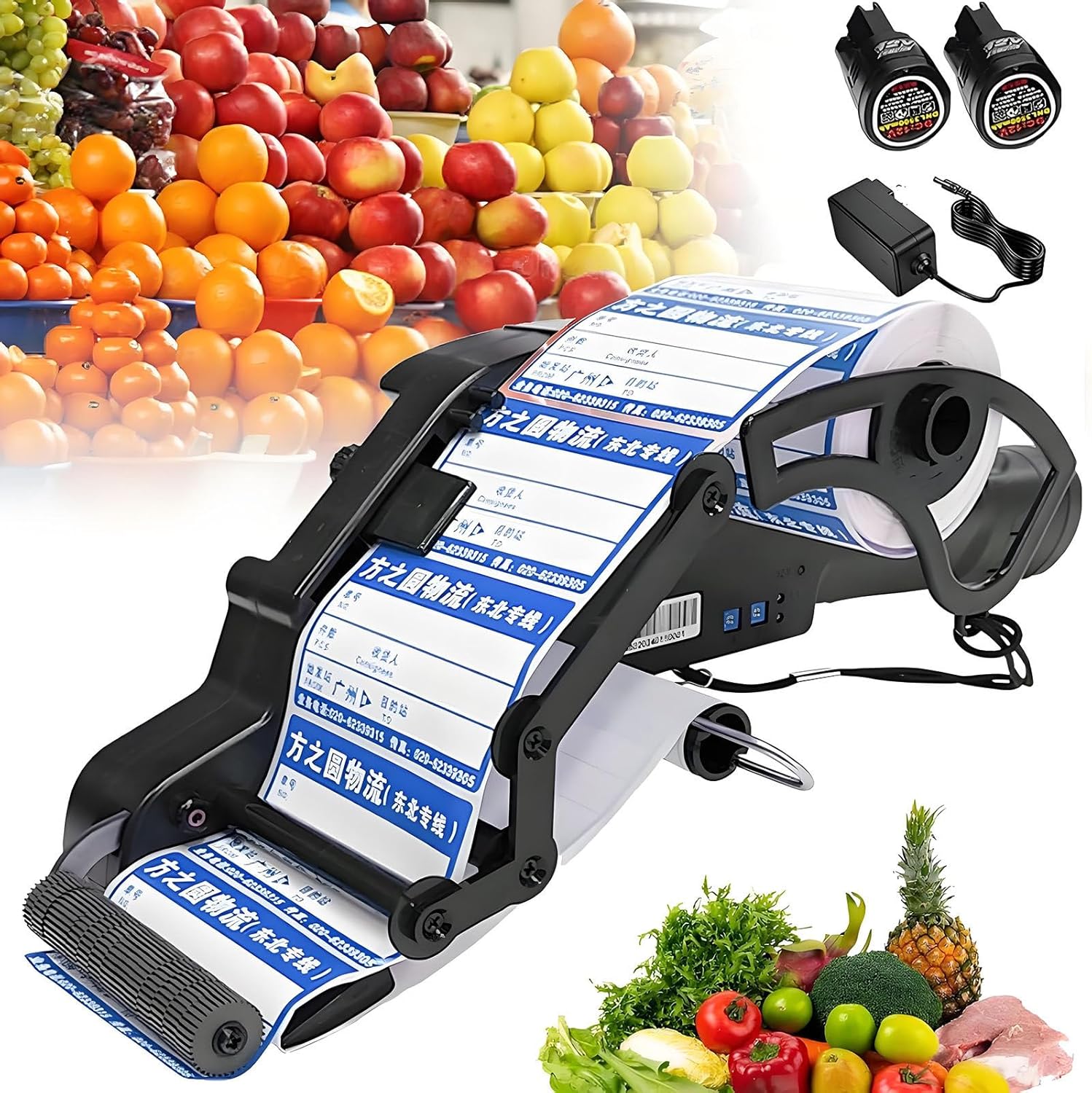 Electric Label Applicator with Auto-Sensing Wheel, Cordless Handheld Sticker Dispenser for Warehouse & Supermarket, Continuous Peelable Labeling Machine 80MM