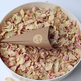 2.5 QT Dried Rose Flower Petals Biodegradable Confetti, 30 Cups Mix Real Natural White Pink Rose Petals for Wedding Proposal Party Valentine's Day Decor Flower Girls, Bath salt Candle Soap Making
