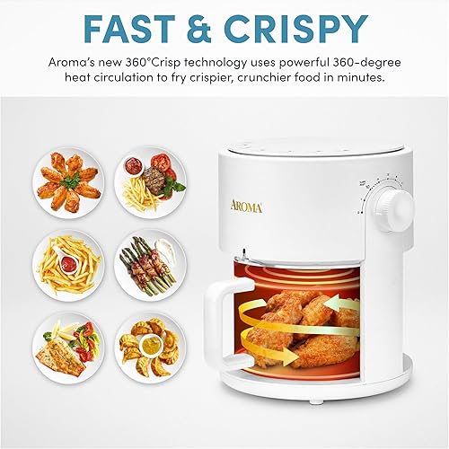 Miniatura 2 de AROMA - Freidora de aire de vidrio y horno de convección para encimera con potente tecnología 360Crispy (3 cuartos de galón)