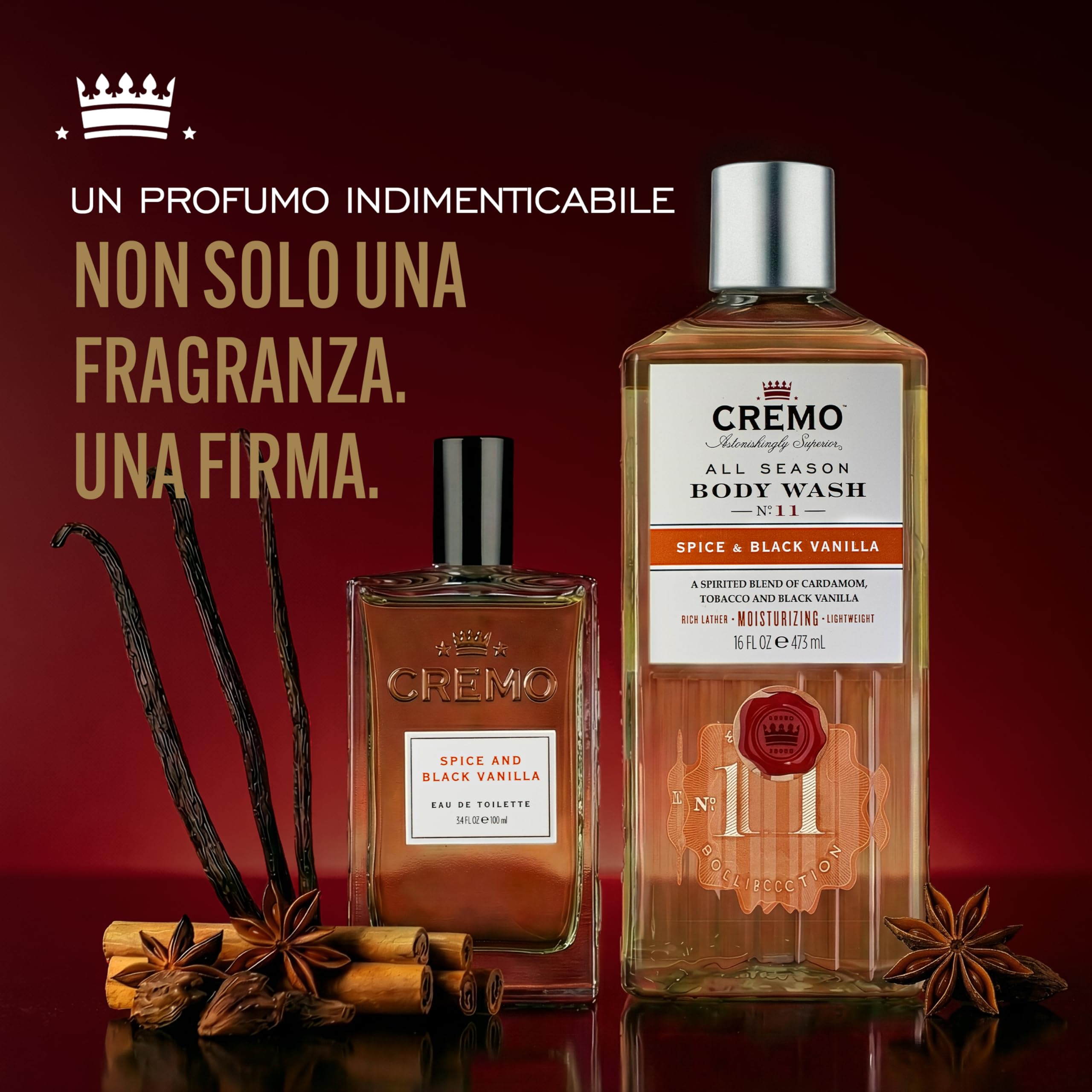 CREMO SPICE & BLACK VANILLA – Cofanetto Regalo Uomo Eau de Toilette 100 ml + Gel Doccia Corpo Corpo 473 ml Fragranza speziata e intensa
