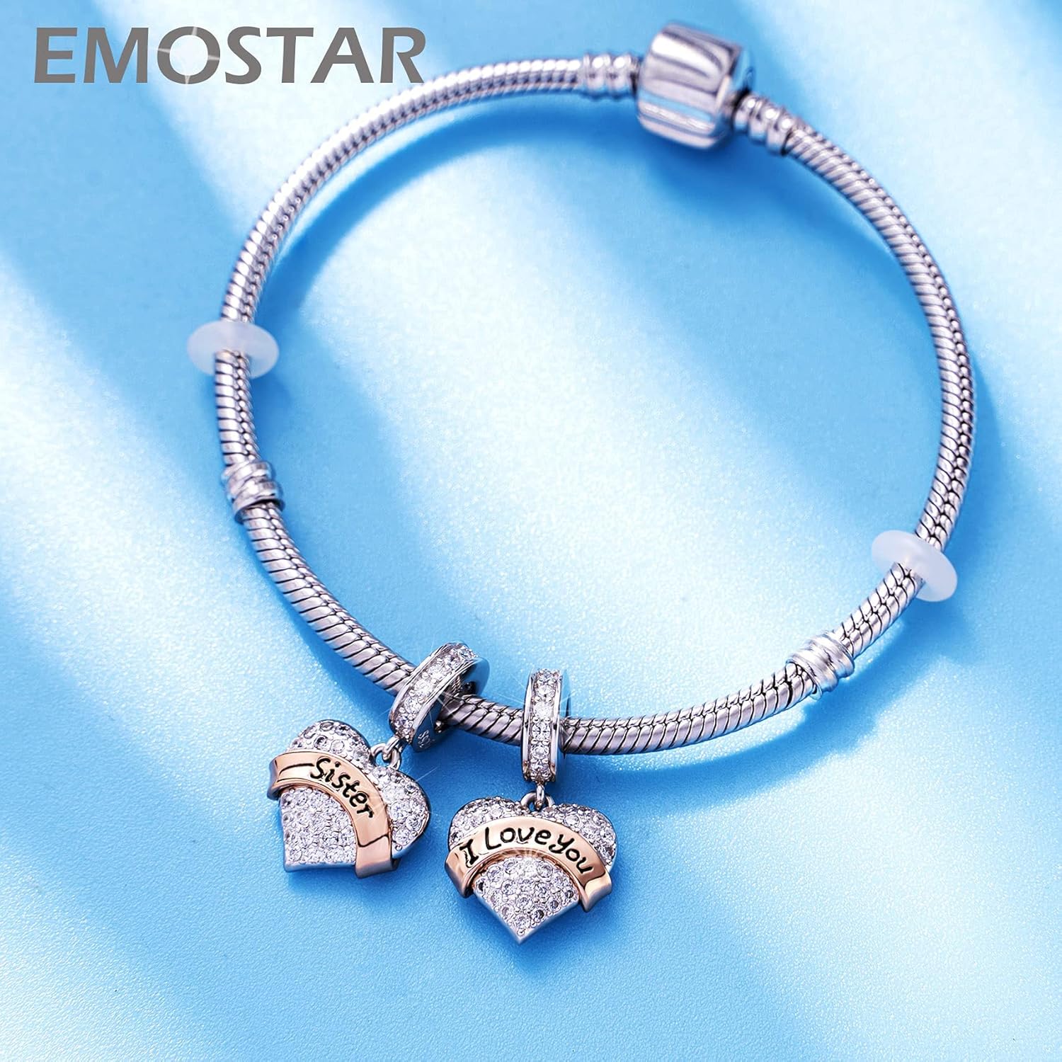 Sister Charms Set fits Pandora Style Bracelet, Twin Girls Boys Charms and Sparkling I Love You Charms Jewelry Set in 925 Sterling Silver, Best Gifts for Daughter/Son/Child