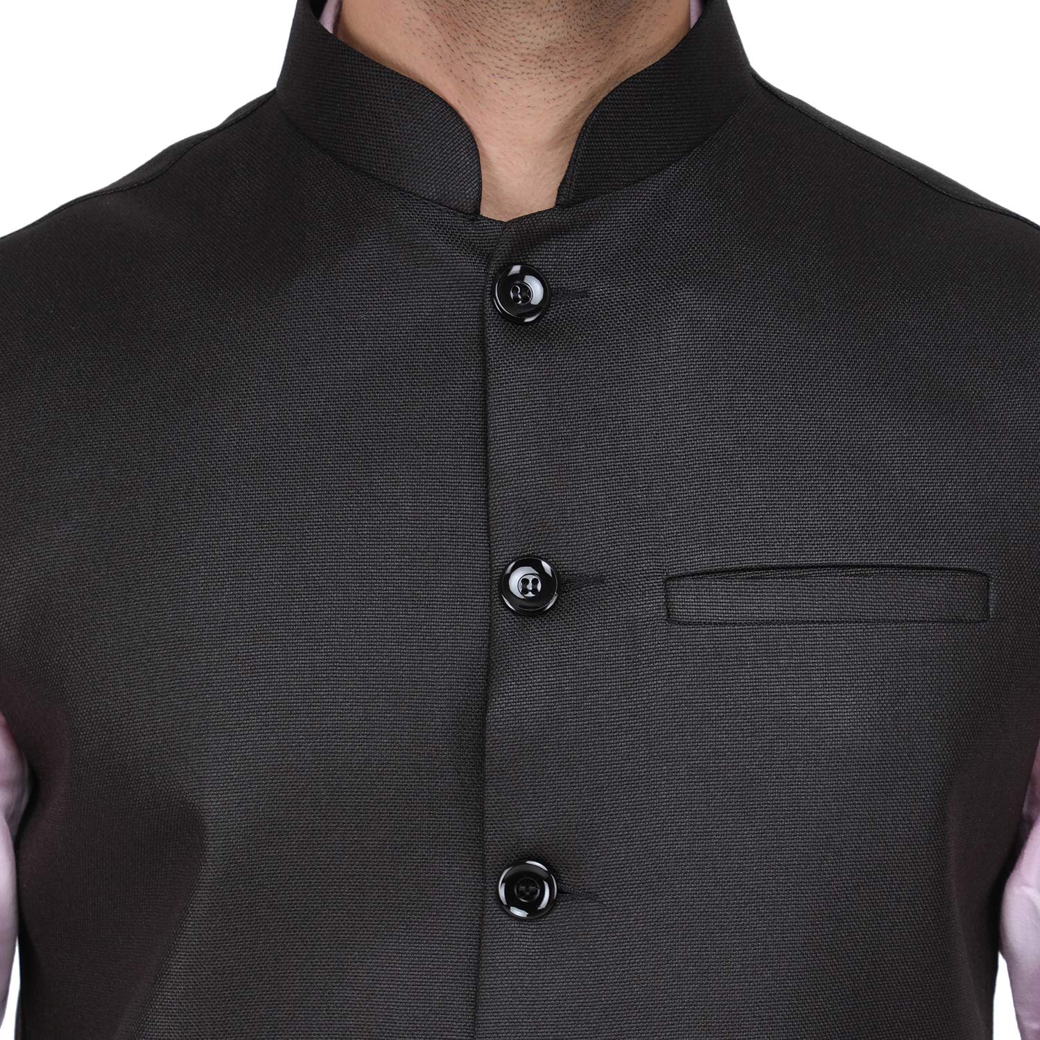 Badoliya & Sons Men's Designer Jute Nehru Jacket/Waist Coat (Black, 42) - Image 5 thumbnail