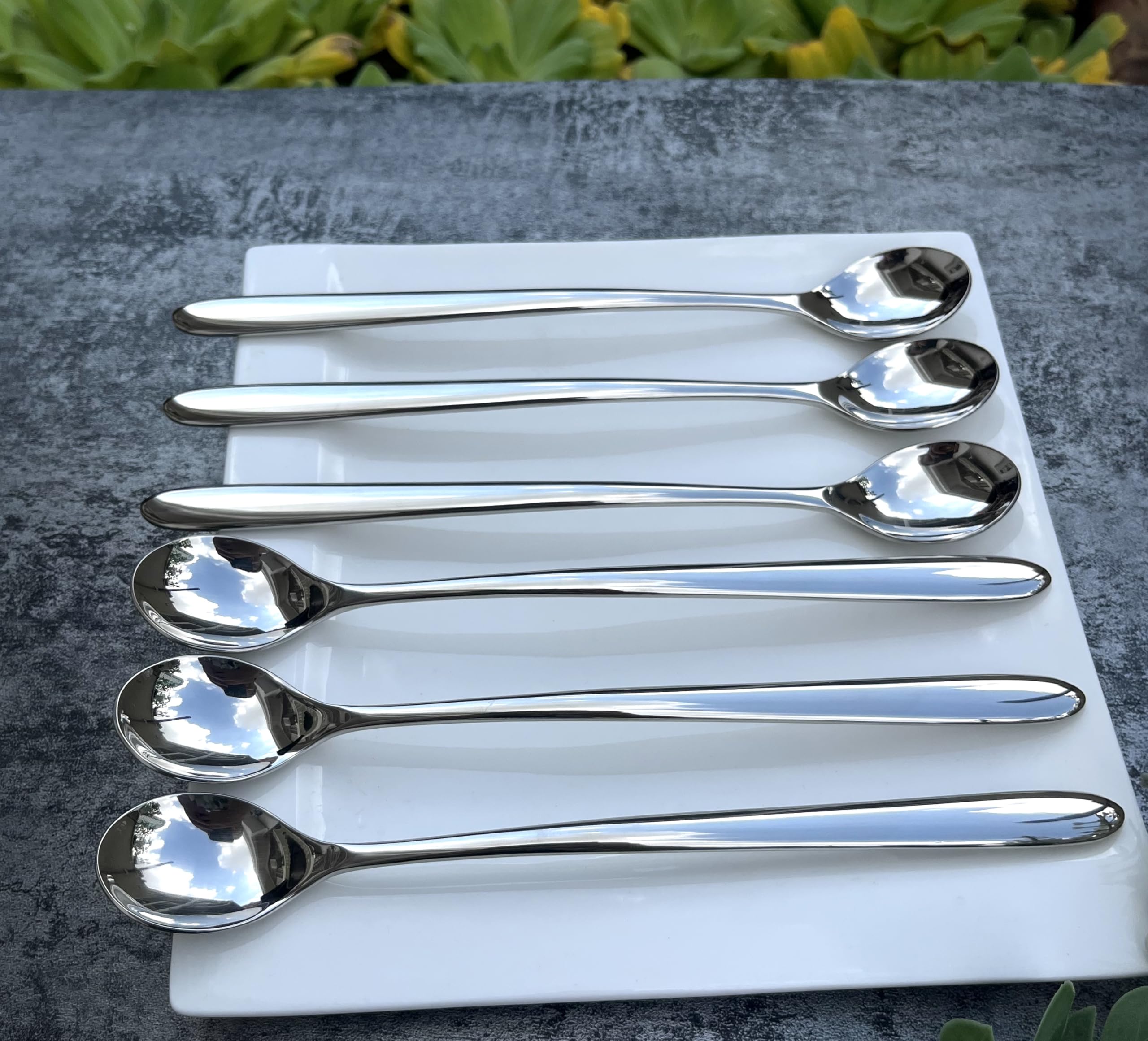 Pretihome 6 Piece Set Long Handle Spoon 8.5 inch Ice Tea Spoon Premium 18/10 Stainless Steel (SUS 304#) for Mixing, Cocktail Stirring, Tea, Coffee, Milkshake, Cold Drink
