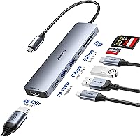 Vista 2 de BENFEI Concentrador USB C 7 en 1 con HDMI (4K@60Hz), 2 USB-A, 1 USB-C de datos, carga de 100W, lector de tarjetas SD/TF, cable sin enredos
