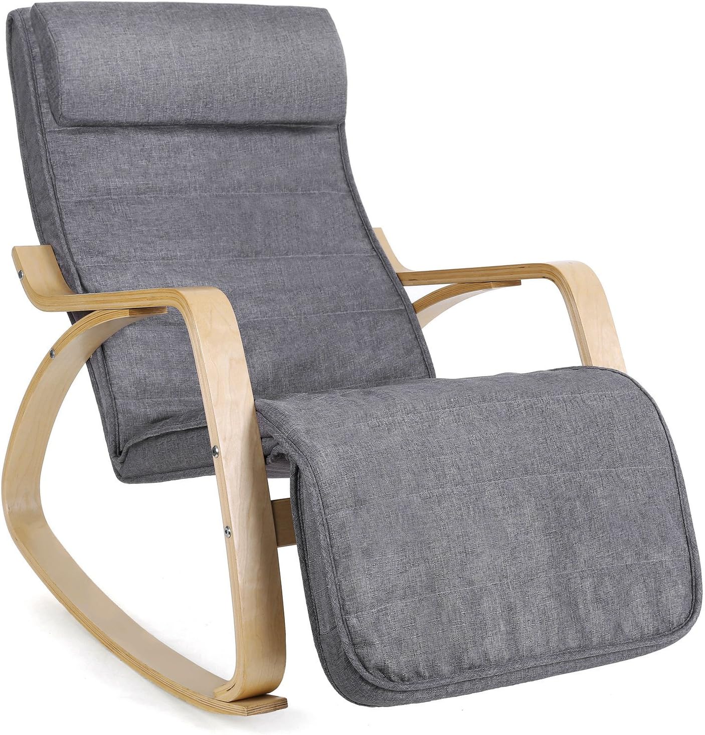 Fauteuil à Bascule SONGMICS En Bois Avec Accoudoirs Et Repose-pieds Réglable - Neuf