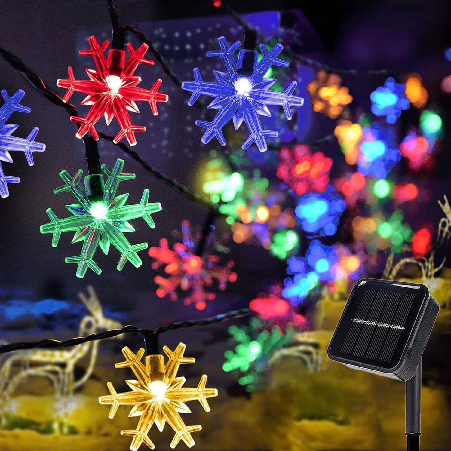 ORSMGOLF Solar Winter Snowflake Lights Outdoor, 50 LED
