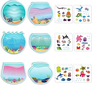 CY2SIDE 12PCS Summer Sea Animal Stickers Scene for Kids, Make A Sea Sticker Scene with Sharks Tropical Fish, Make Your Own Ocean Animal Sticker Scene Art Craft, DIY Summer Party Games Class Activities