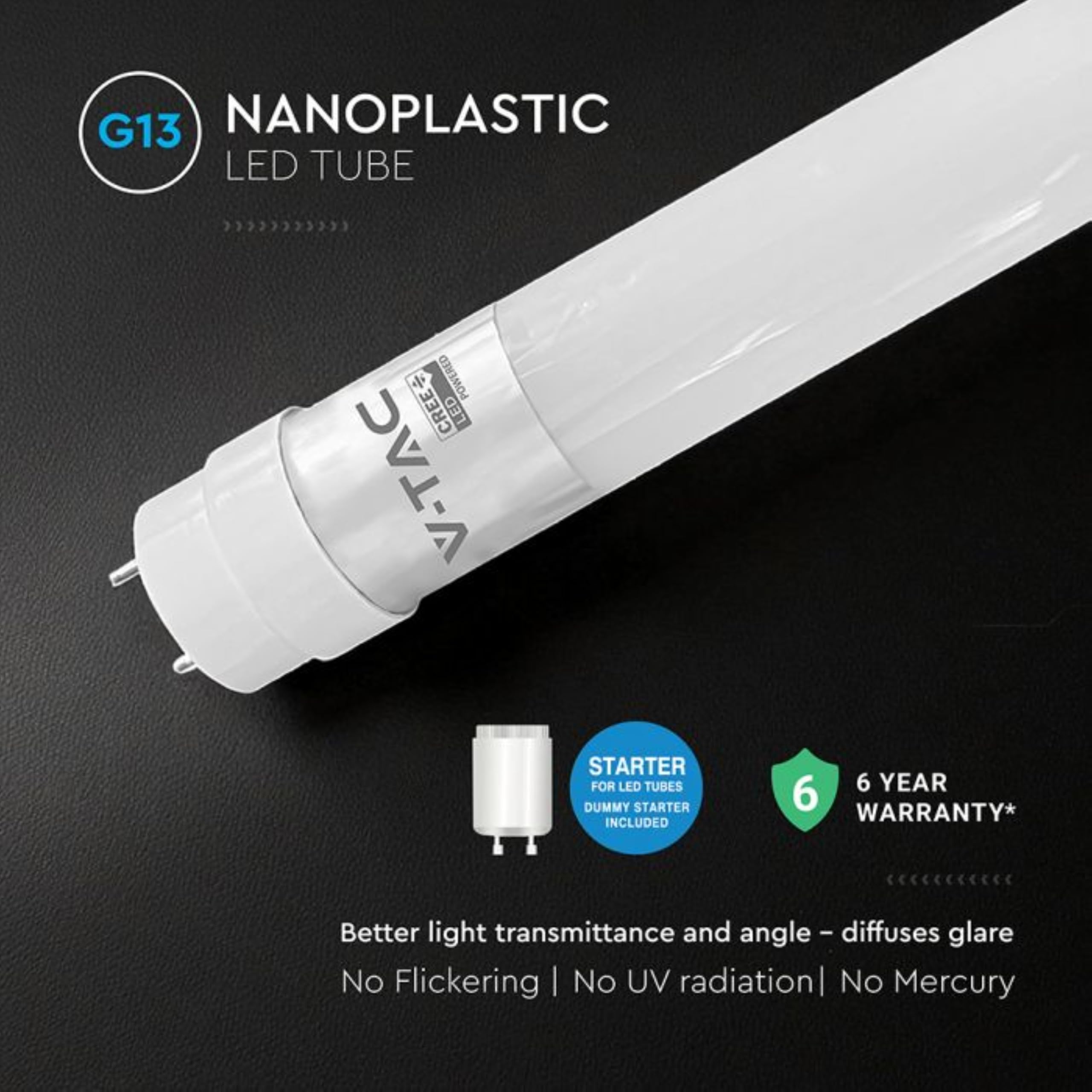 V-TAC 4 x lampa LED 60 cm – G13-9 W – [Chip CREE LED o wysokiej wydajności] 850 lumenów – lampa LED do sufitu, ściany lub garażu – rura LED w kształcie T8 – wymiana neonu – naturalne światło 4000 K