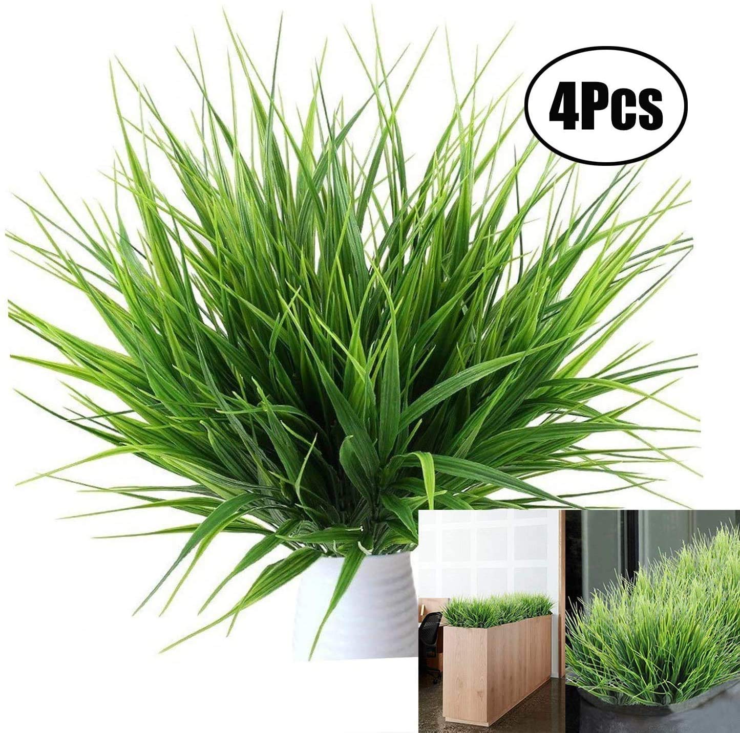 Mu Mianhua 10pcs Bouquets Artificial Plastic Plants Fake Wheat Grass Greenery Artificial Plastic Shrubs for Outdoors Home Table Kitchen Office Wedding Garden Verandah Decorations