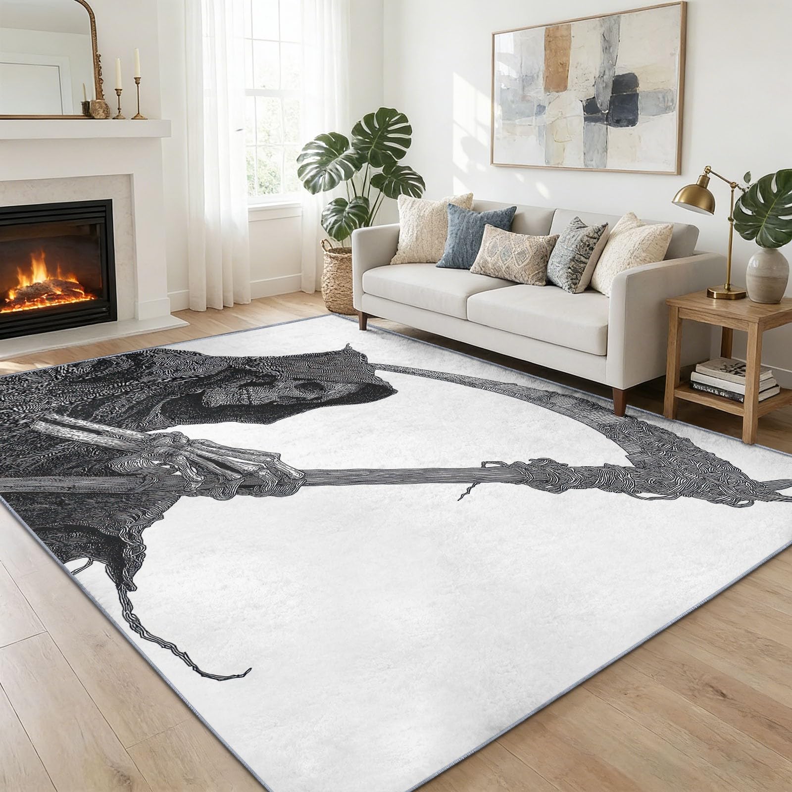 Générique Tapis Salon Lavable en Machine Traditionnel, Grand Tapis Minimaliste La Faucheuse Antidérapant À Poils Courts pour Chambre à Coucher Cuisine Entrée Salon Decoration 140 x 200 cm