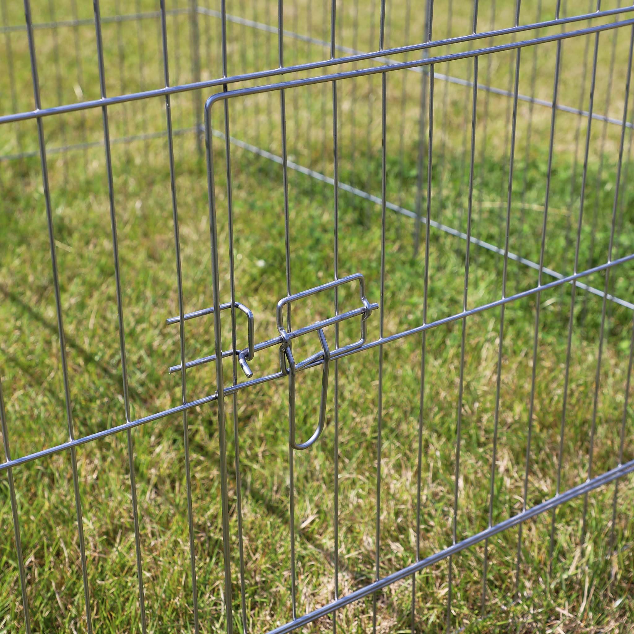 Wiltec Parc enclos pour Petits Animaux domestiques – 1440 x 1160 x 580 mm – en Acier – Clôture verrouillable avec Protection Solaire – Cage Lapin Hamster Cochon d'Inde Tortue Rongeur