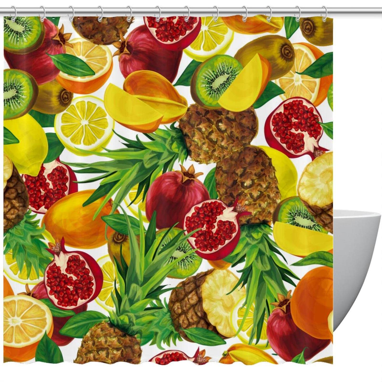 Rideau de douche salle de bain ananas citron 167x182 cm étanche