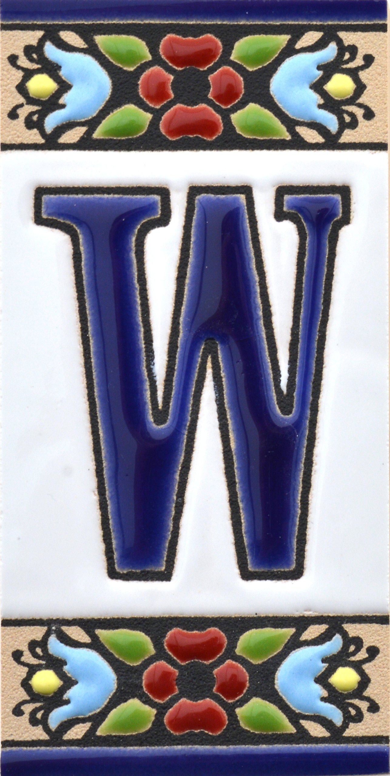 Art Escudellers Letter "W" House Letters 3 Inch. Handpainted House Letter Tiles For Signs, Addresses And Names. Address Numbers For Houses. House Address Numbers And Letters. Design Design Flores Mini 2,87" X 1,38" (Letter W)