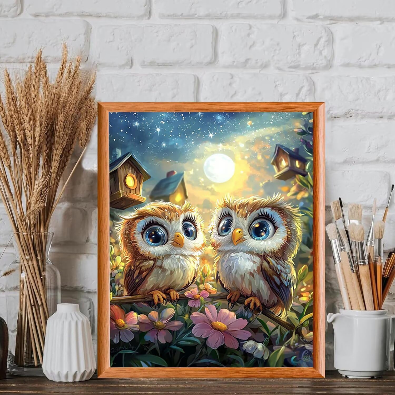 WEISHIWE Dipingere con i Numeri Adulti Gufo lunare, 60x80cm s-1119