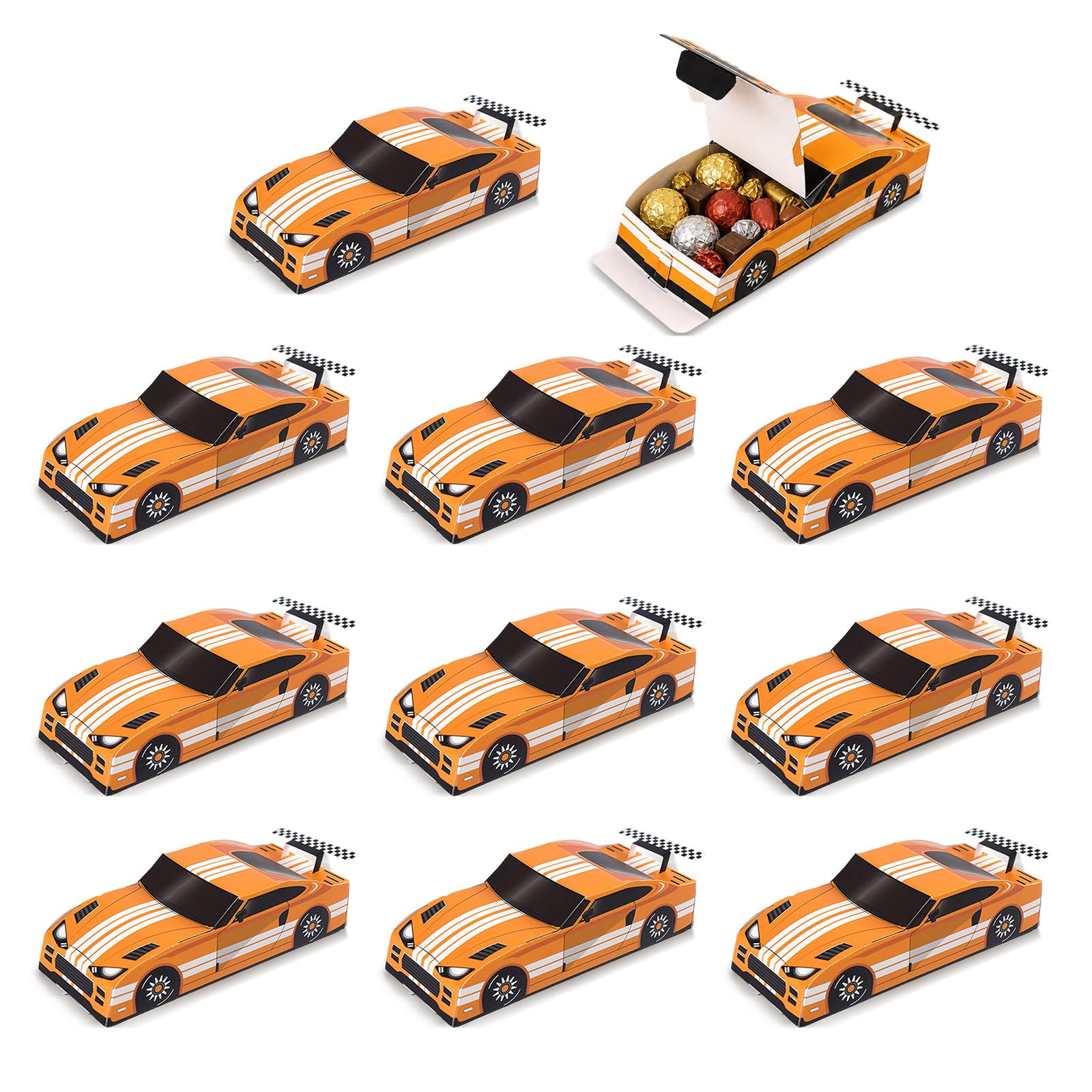 10Pcs Racing Car Party Boxes, Funny Small Gift Boxes, 18.5x7.5x3.5cm