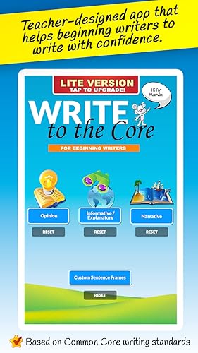 Write to the Core Lite - sentence prompts and paragraph starters for beginning students