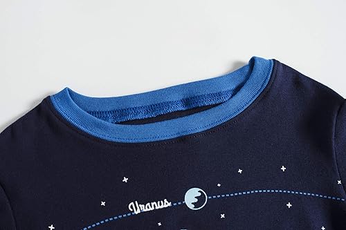 Miniatura 3 de Popshion Pijamas para niños 100% algodón, pijamas de planeta para niños pequeños, ropa de dormir de 2 piezas, conjunto de ropa de dormir para niños