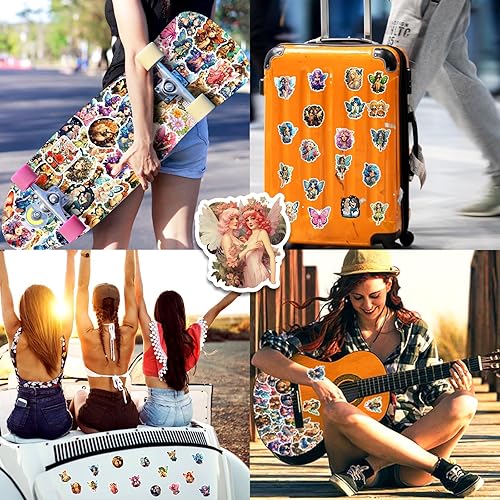 Miniatura 5 de Yoksas 50 calcomanías de hada de mariposa, vinilo impermeable para niñas, para botellas de agua, álbumes de recortes, portátiles, recuerdos de