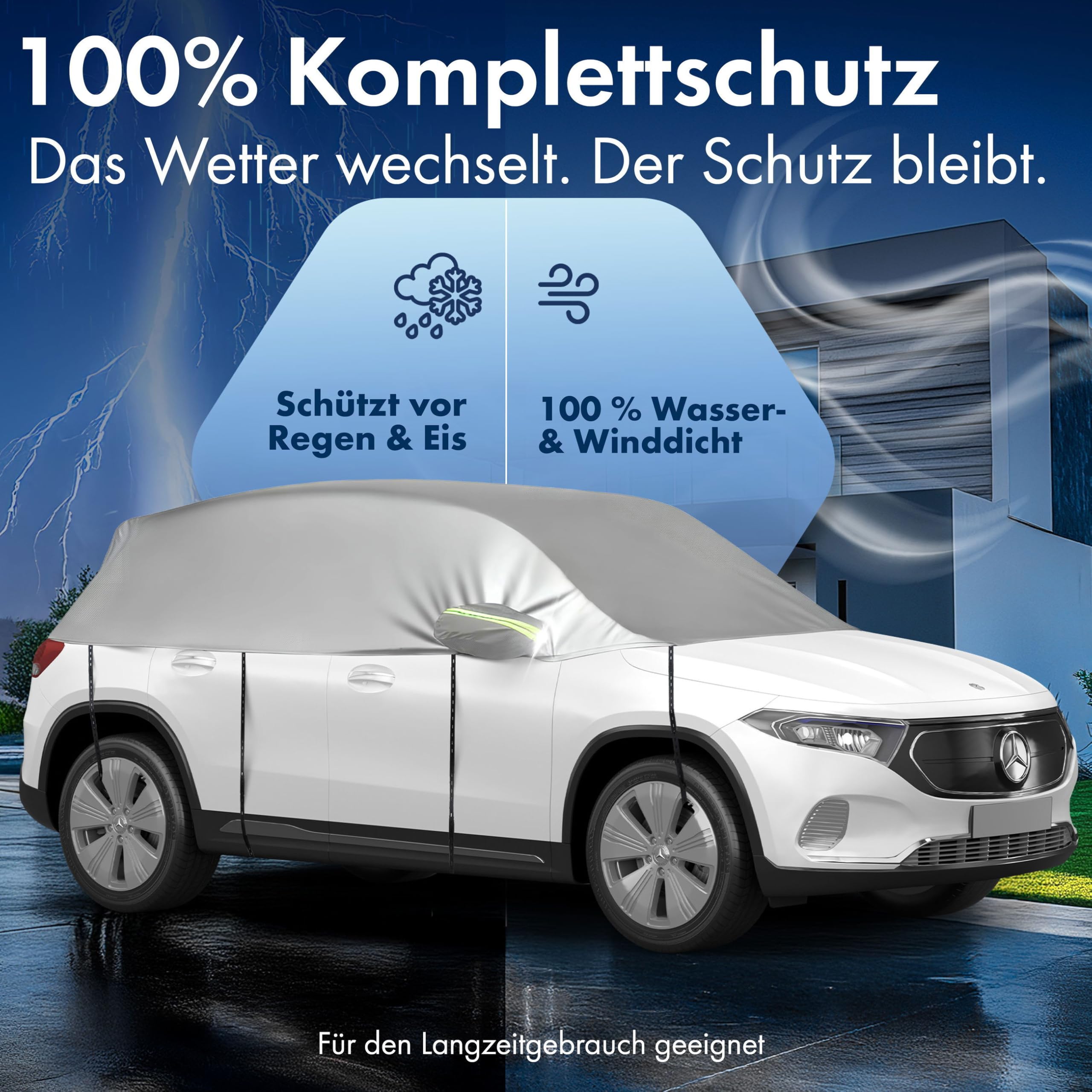WALSER Lona para coche All Weather, 100% Lona impermeable para coche, cubierta semicubierta Talla 7 SUV/VAN plata