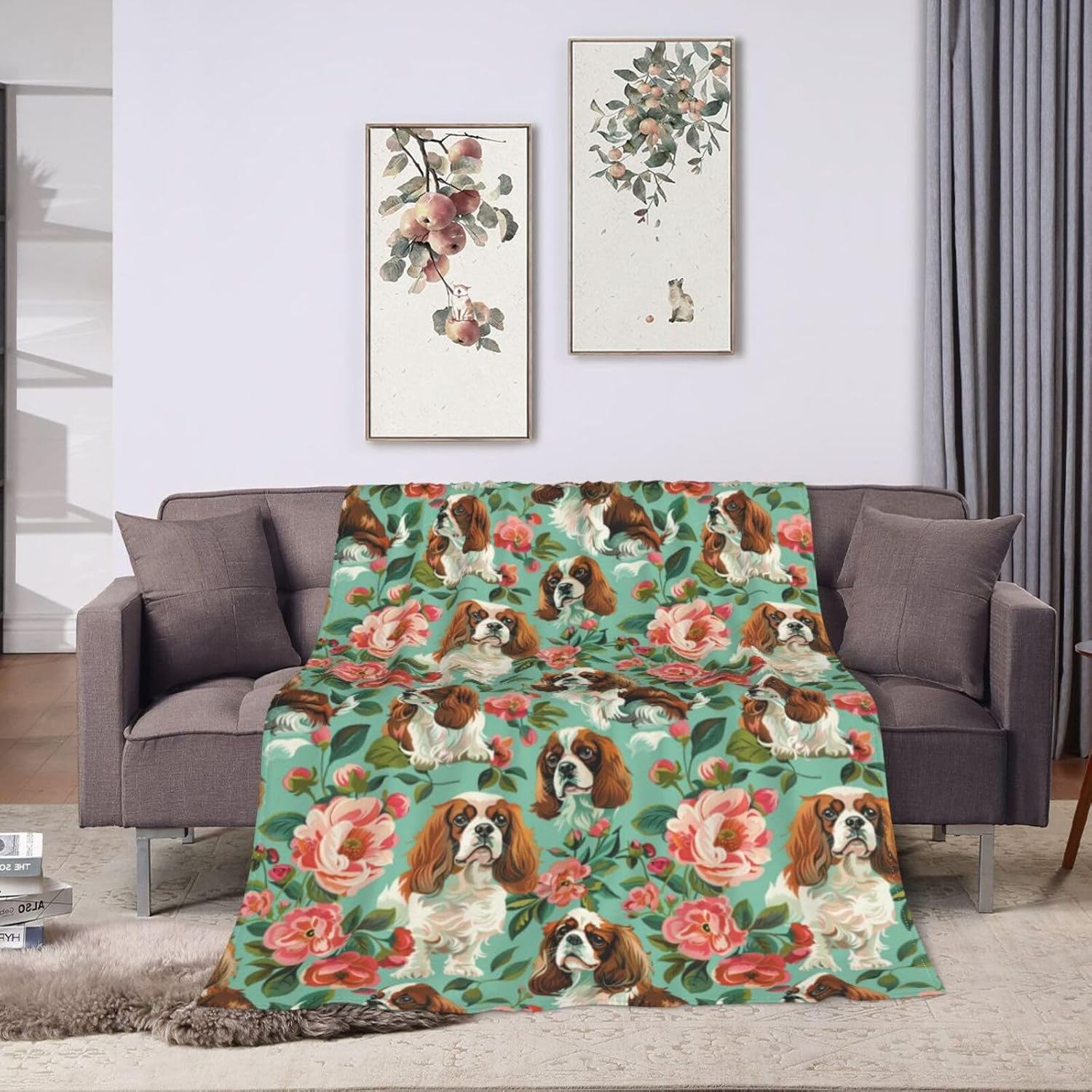 Cute Cavalier King Charles Spaniel Blanket Gifts for Women Girls Kids Dog Lovers, Puppy Flannel Blankets, Warm Cozy Soft Throw for Bedroom, Camping, Couch, Decor 50x60 in - Image 2
