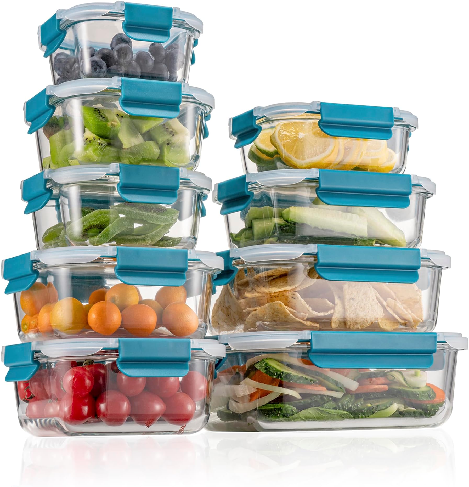 Amazon.com: Glass Food Storage Containers with Airtight Lids (10-Pack ...
