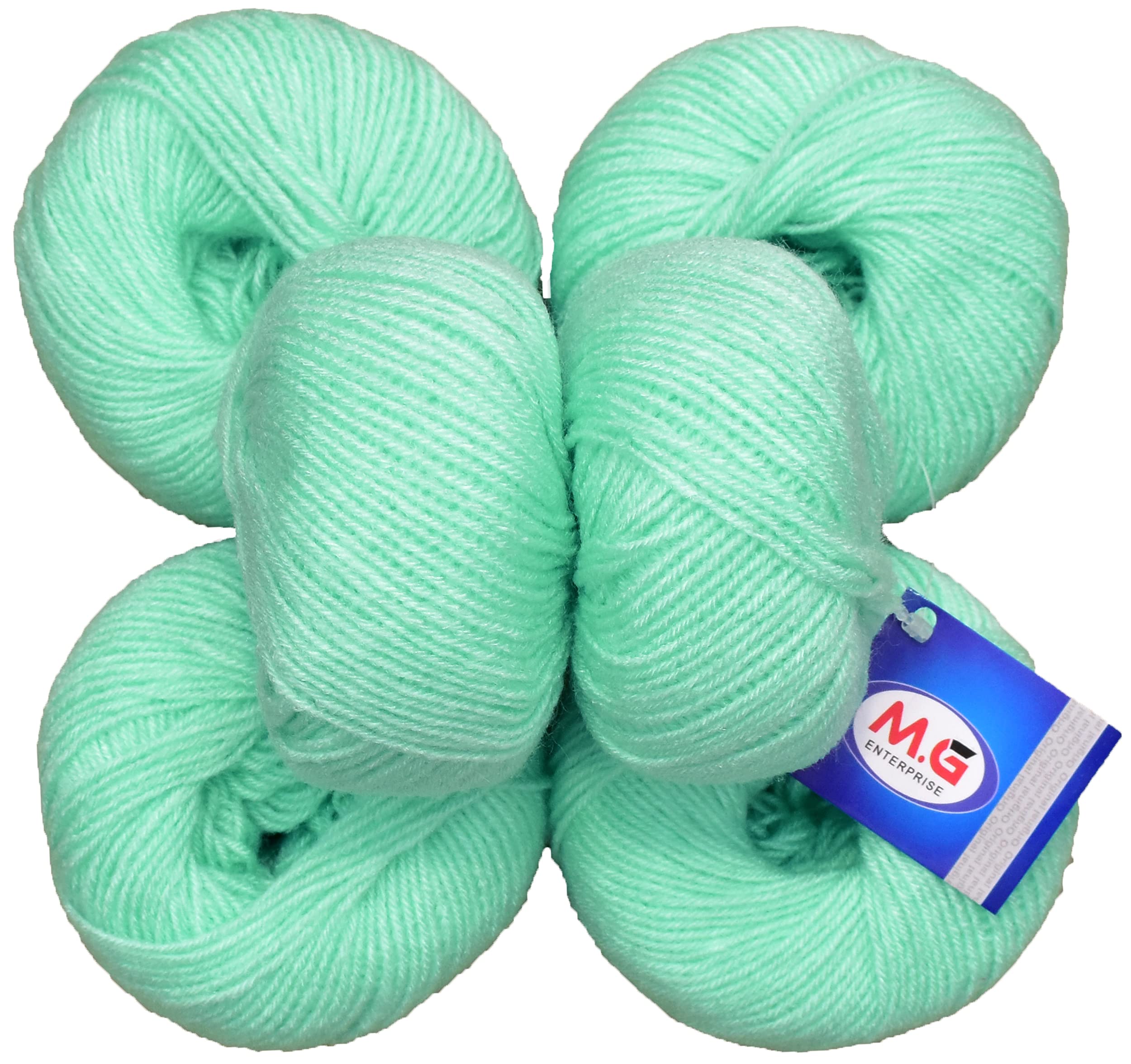 SIMI ENTERPRISE 100% Acrylic Wool Grape Green (6 pc) Baby Soft 4 ply Wool Ball Hand Knitting Wool/Art Craft Soft Fingering Crochet Hook Yarn, Needle Knitting Yarn Thread Dye SM-N SM-RC