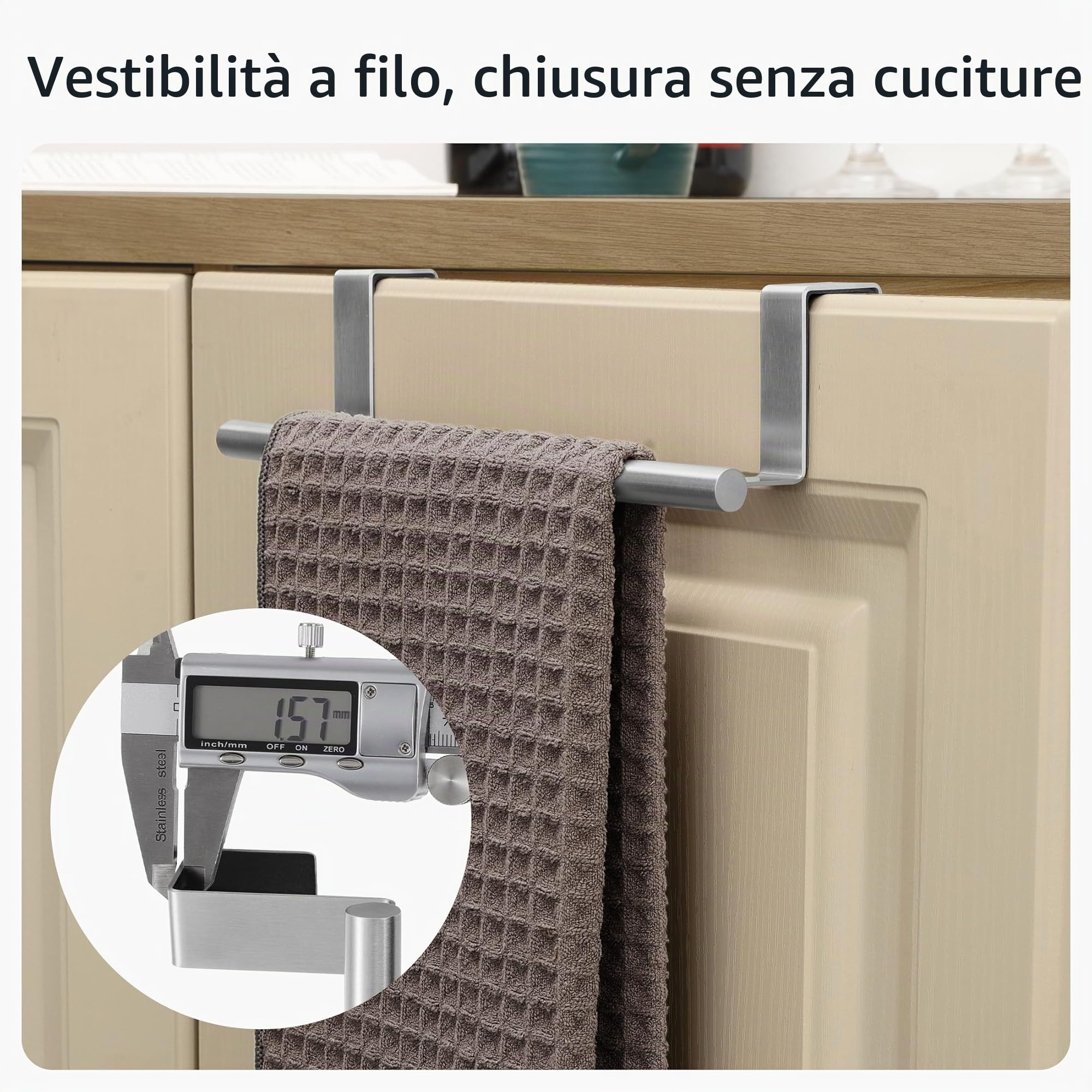 KES Appendi Asciugamani Cucina Porta Strofinacci Cucina Acciaio Inossidabile SUS304 Porta Salviette Barra Canovaccio Porta Porta Asciugamani 2 Pezzi, KTH200S26-2-P2