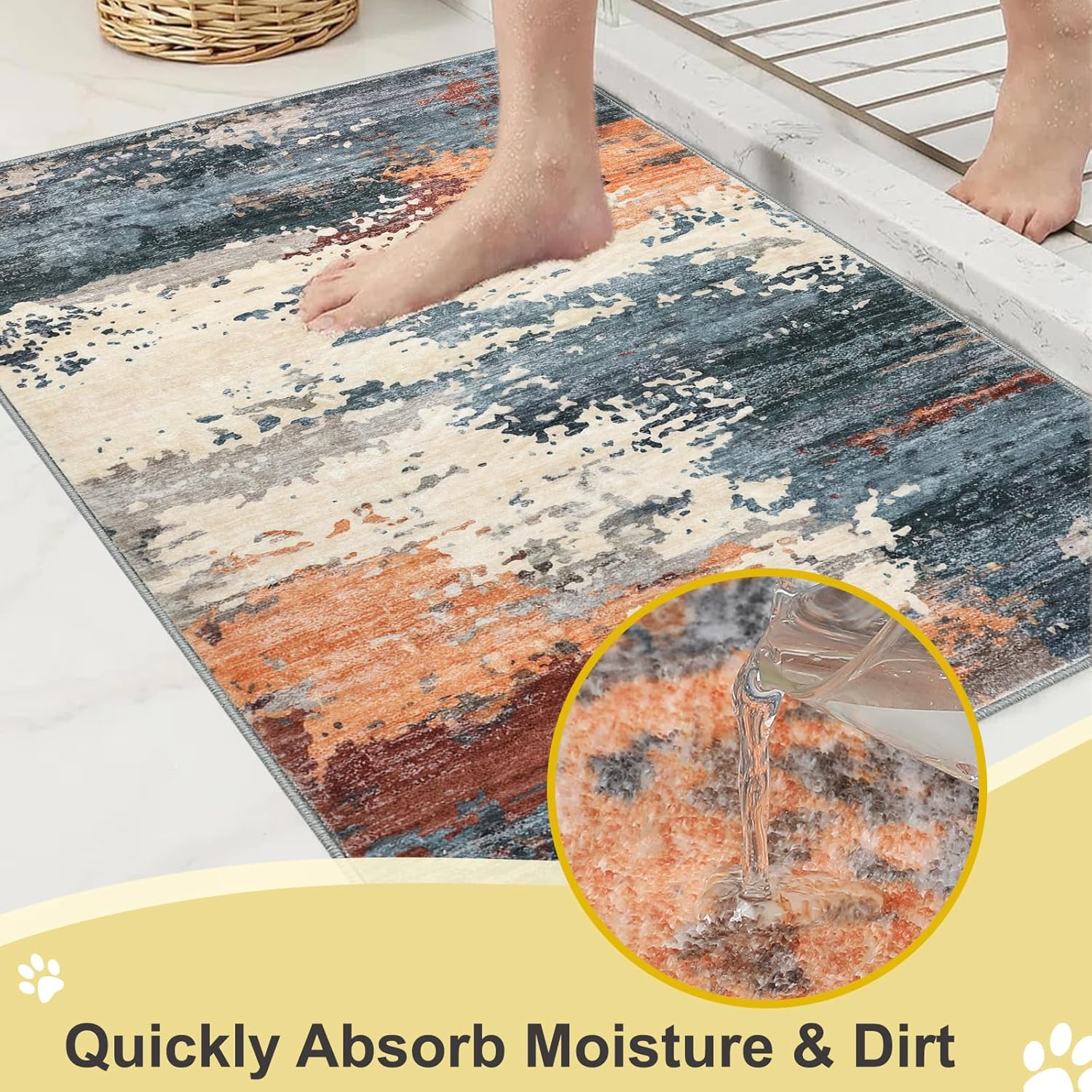 COMSLE Door Mat Soft Absorbent Indoor Front Entryway Rug Machine Washable Entrance Mats for Muddy Paws Non Slip Throw Rugs 24" x 36" Doormat for Inside Foyer Bedroom - Yellow