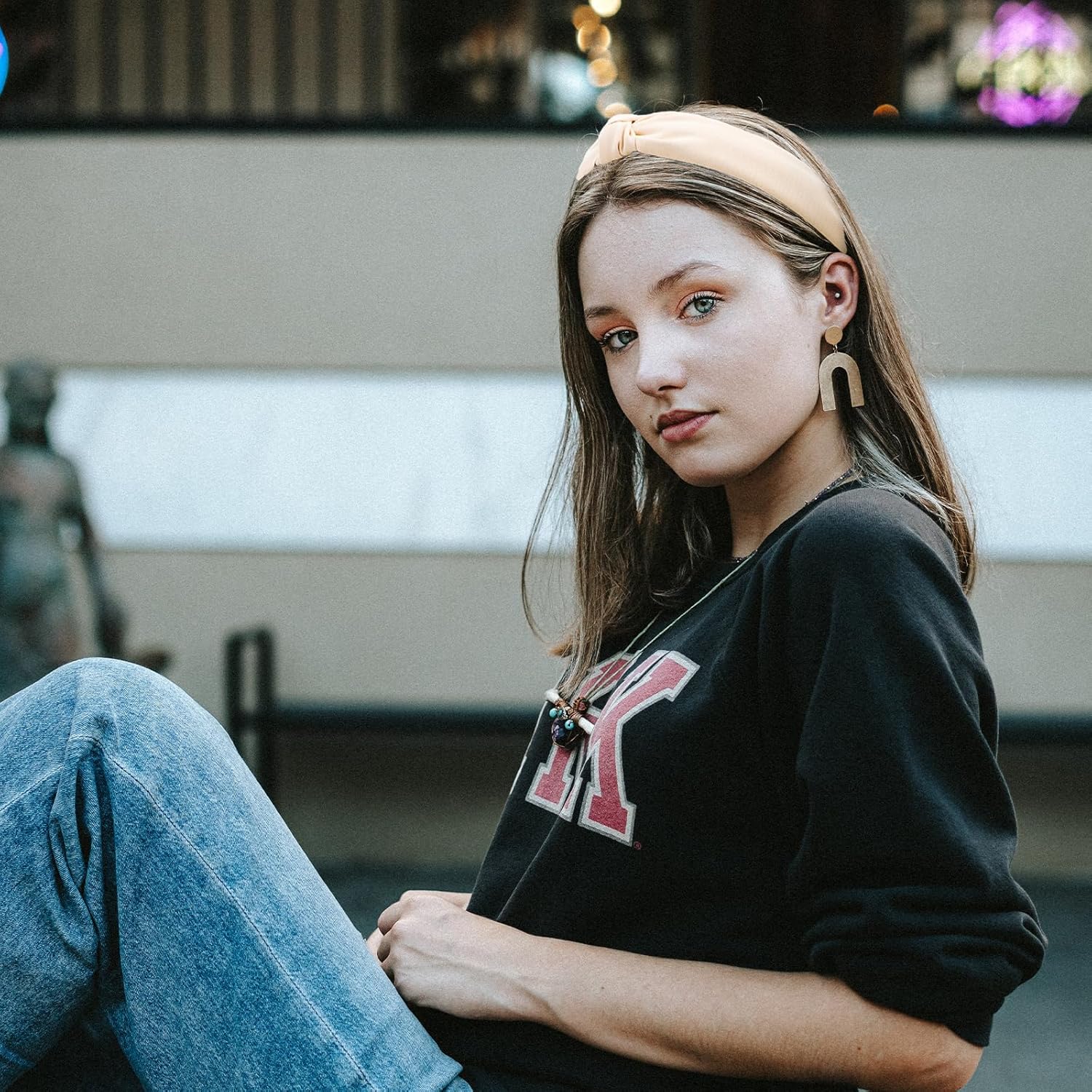 4PCS Top Knotted Headbands for Women Girls Pink White Blue Khaki Top Knot Hairbands Cute Head band for Women Ms Rachel Headband Ms Rachel Costume Wide Knotted Hair Accessories Stylish - Image 5