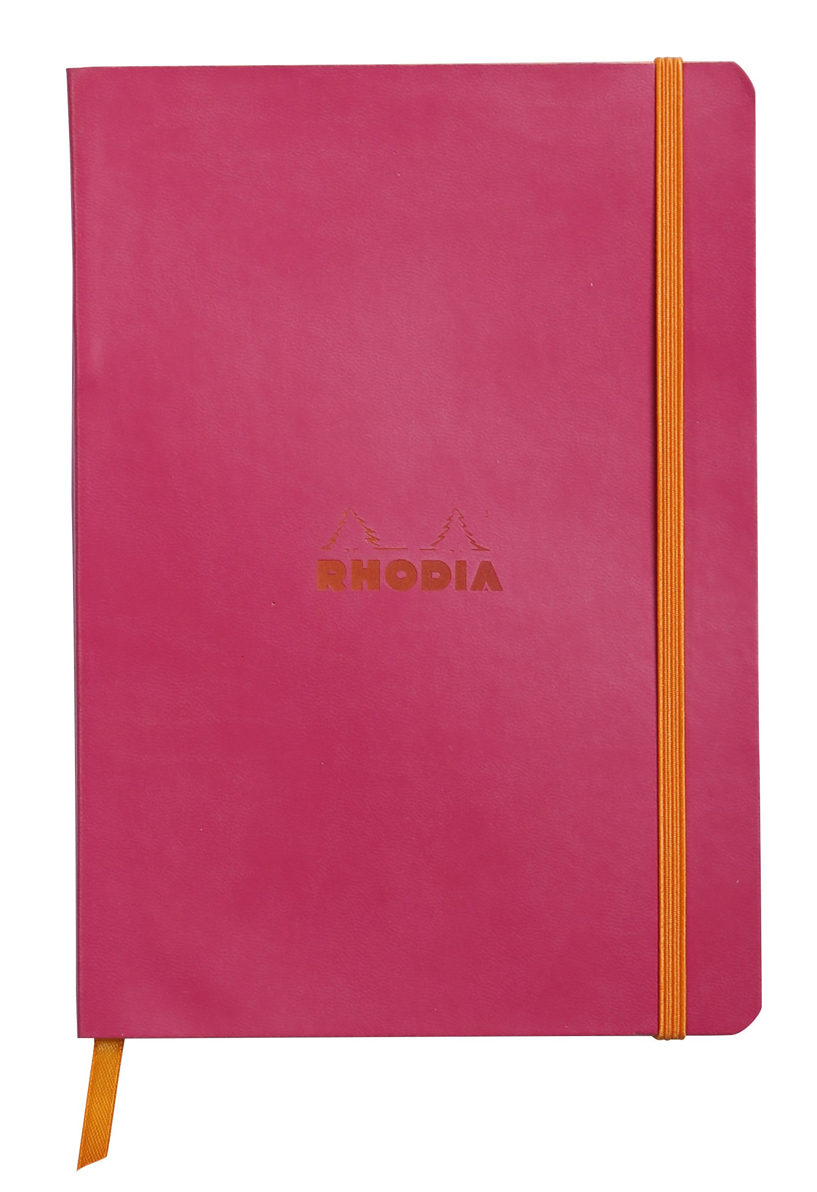 RHODIA 117412C - Raspberry Soft Notebook - A5 - Lined - 160 pages - Ivory Clairefontaine Paper 90 g/m - Bookmark, Elastic Closure - Faux Leather Cover - Rhodiarama Collection