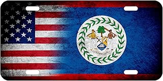 Aluminum License Plate - Flag of Belize (Belizean) - Rustic/USA