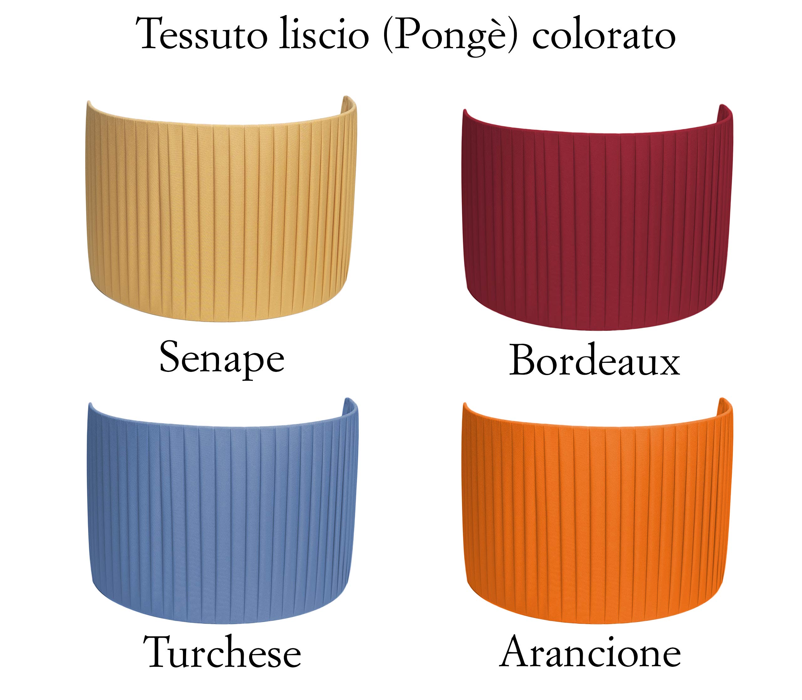 Paralume Ventolina in tessuto per lampada e applique da parete fatto interamente a mano in 2 misure e 12 colori (Nero, 15 cm (attacco E14))