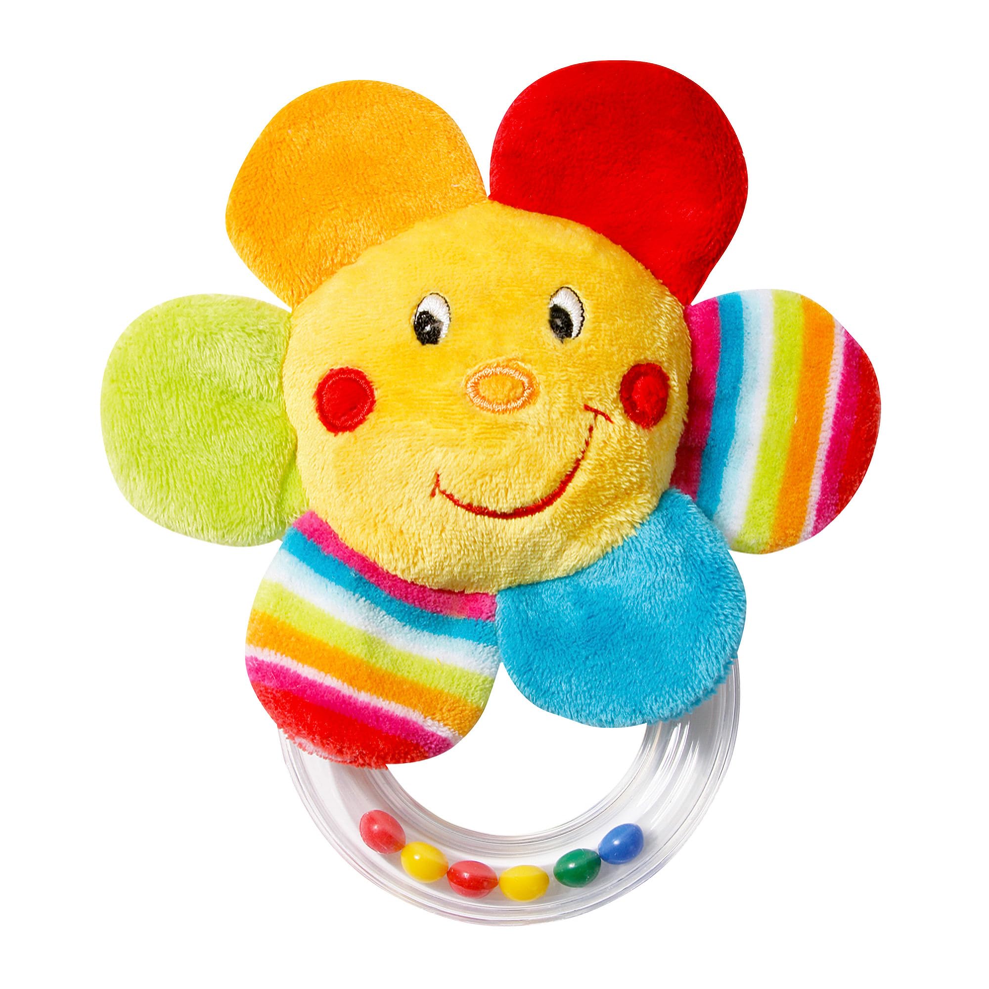 Fehn Flor de juguete sonajero Fehn, motricidad para hacer sonar, sentir, jugar, peluche tela suave, bebés y niños pequeños a partir 0+ meses