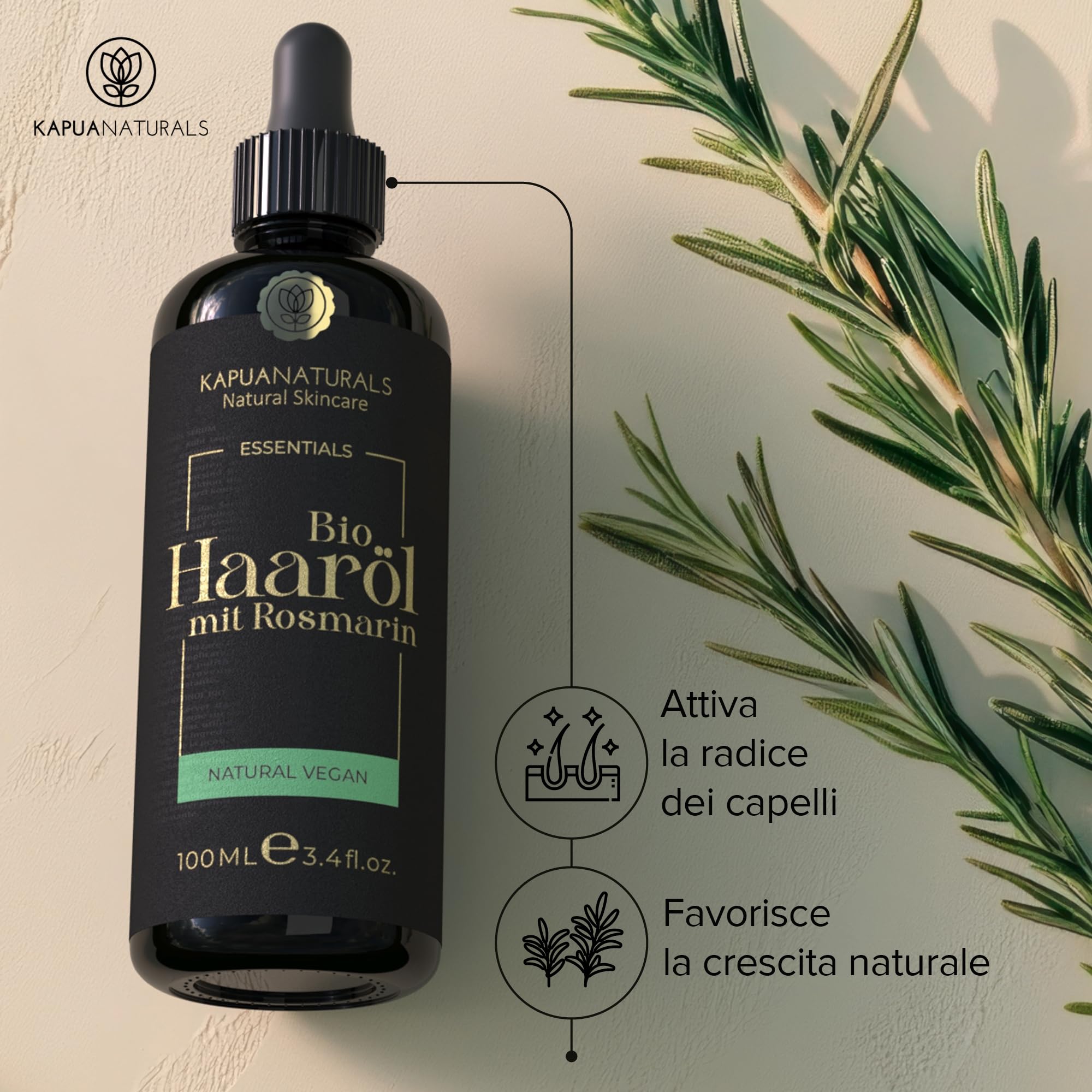 Olio di rosmarino per capelli • 100ml + ACIDO IALURONICO • Olio capelli con rosmarino + BIOTINA • Accelera la crescita dei capelli • rosemary oil • olio per capelli • Accelera la crescita dei capelli