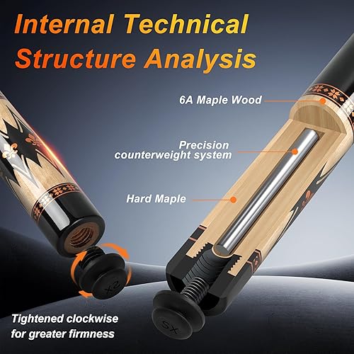 Miniatura 3 de IIQ Pool Cues Stick, Pool Cue Stick Sets of 4/3/1 Cue Sticks 58 inch Pool Cues Adult Canadian Maple Wood Billiard Stick 1 pieza 21oz,4 colores,4