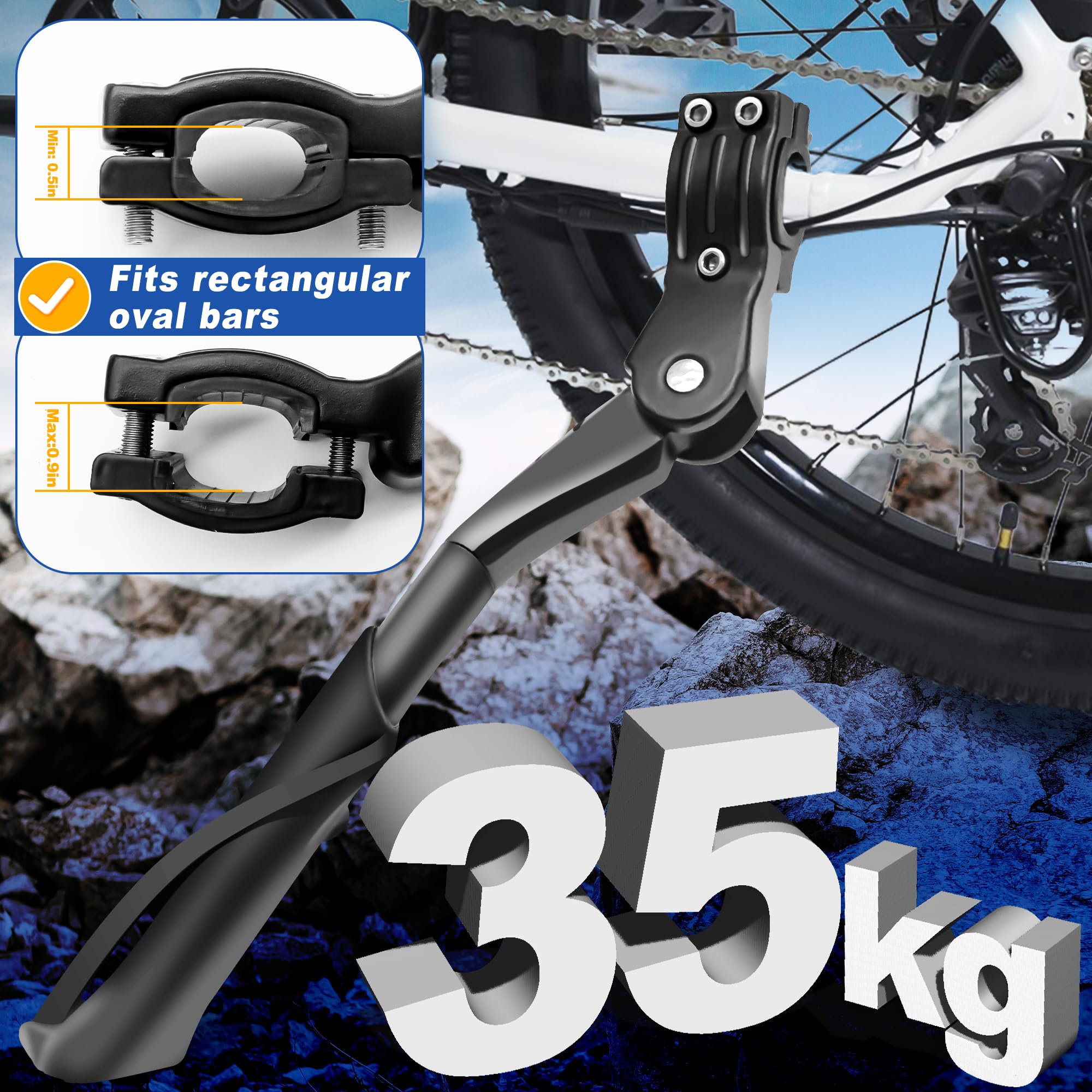 Cavalletto Laterale Bici Regolabile Alluminio 20-29 Pollici Cavalletto Laterale Bici Agatige - Regolabile Per MTB E Strada 20-29" Parcheggio Bici Mountain Bike - Foto 12