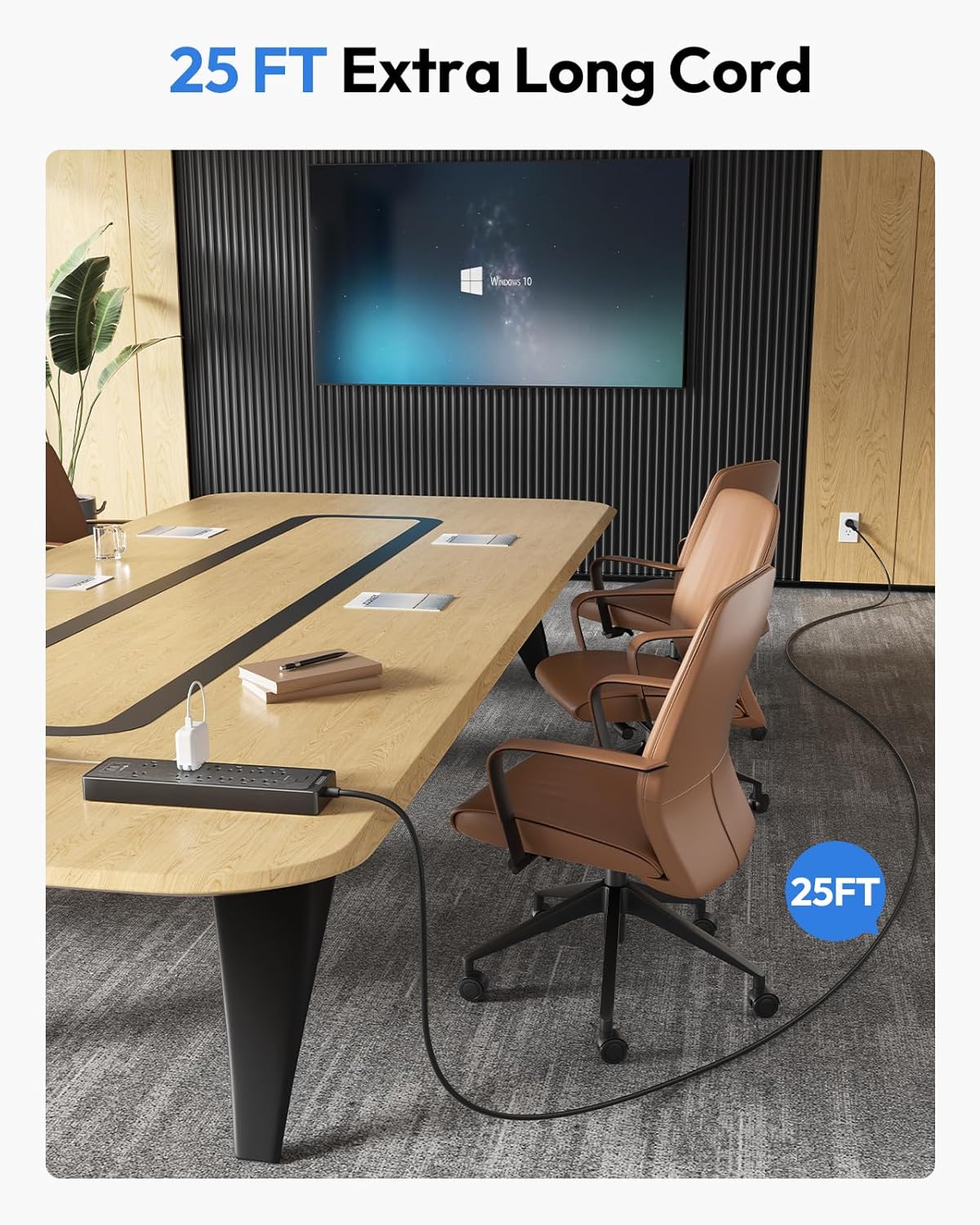 NTONPOWER 25 Ft Extension Cord Flat Plug, 12 Outlets(2 Widely Space) 3 USB with 2100J Surge Protector Power Strip, Overload Protection, 1875W/15A, Wall Mount for Home Office, Workbench or Garage,Black 3 81KZP2nRgGL. AC SL1500