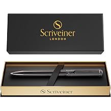 Scriveiner Gun-Metal Lacquer Ballpoint Pen - Stunning Luxury Pen, Schmidt Black Refill, Best Gift Set for Men & Women, Professional Executive Office, Nice Fancy Designer Pens