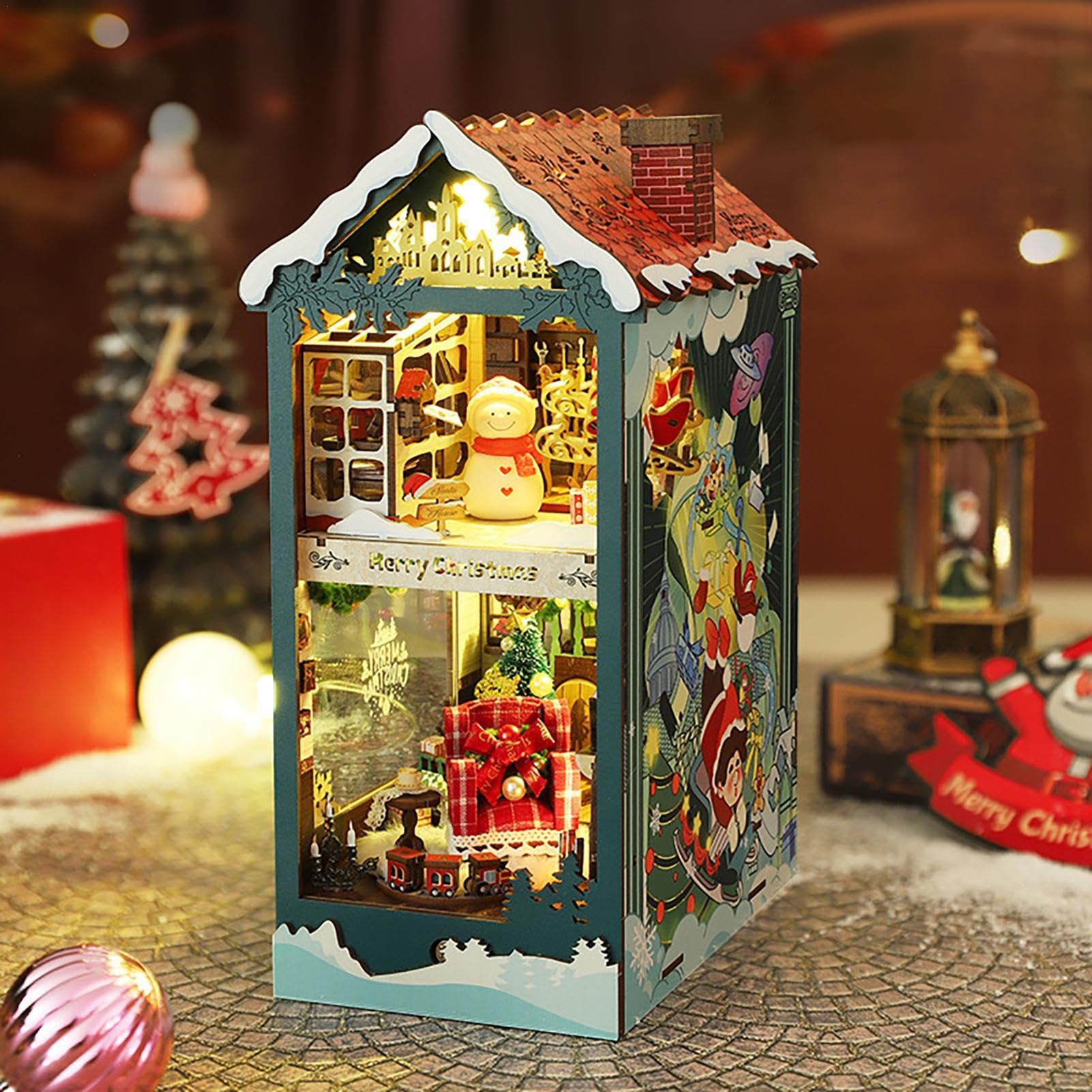Weihnachts-Buchecke, Bausatz für Weihnachten, Miniatur für Weihnachten