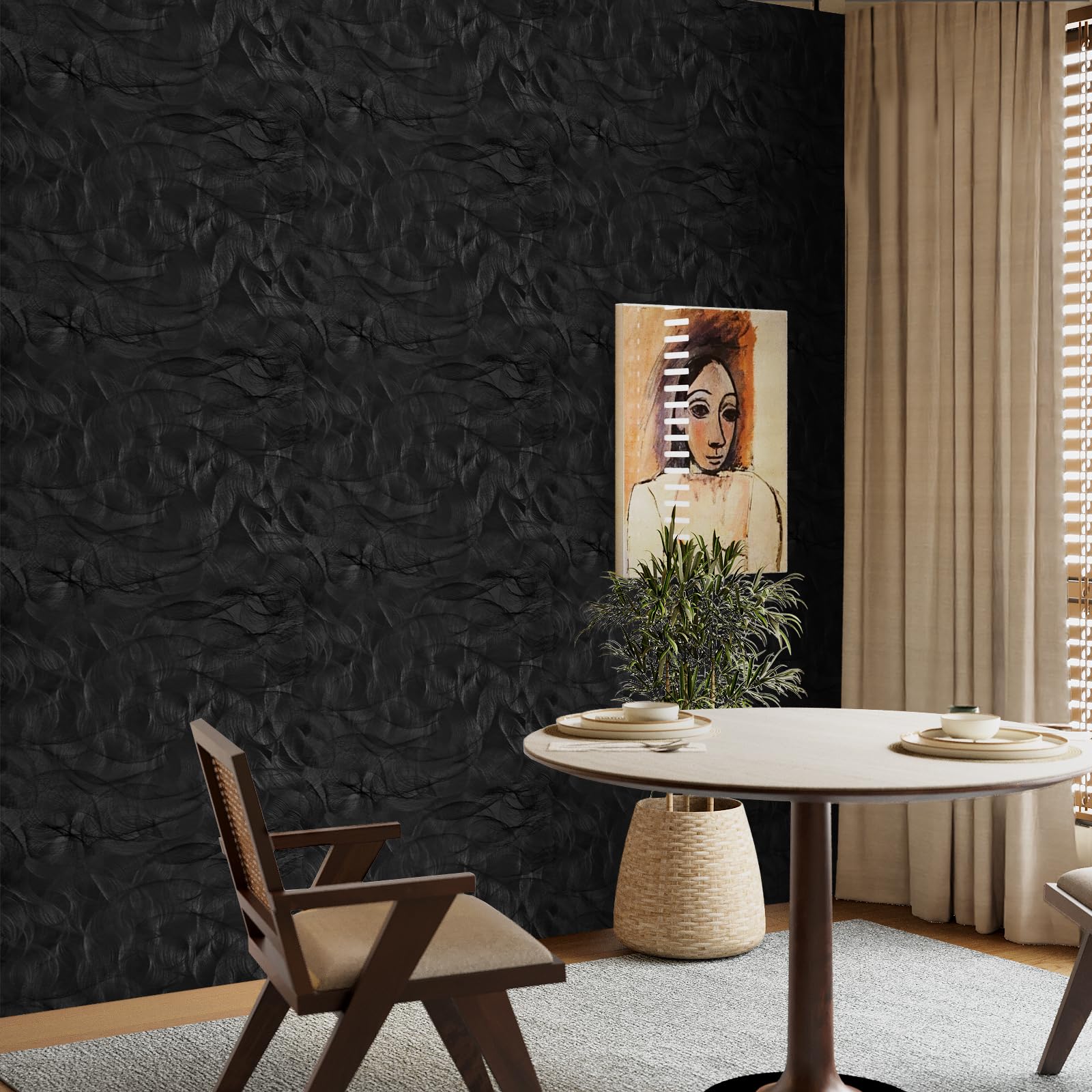 VaryPaper Yapışkanlı Duvar Kağıdı Kendinden Yapışkanlı Siyah