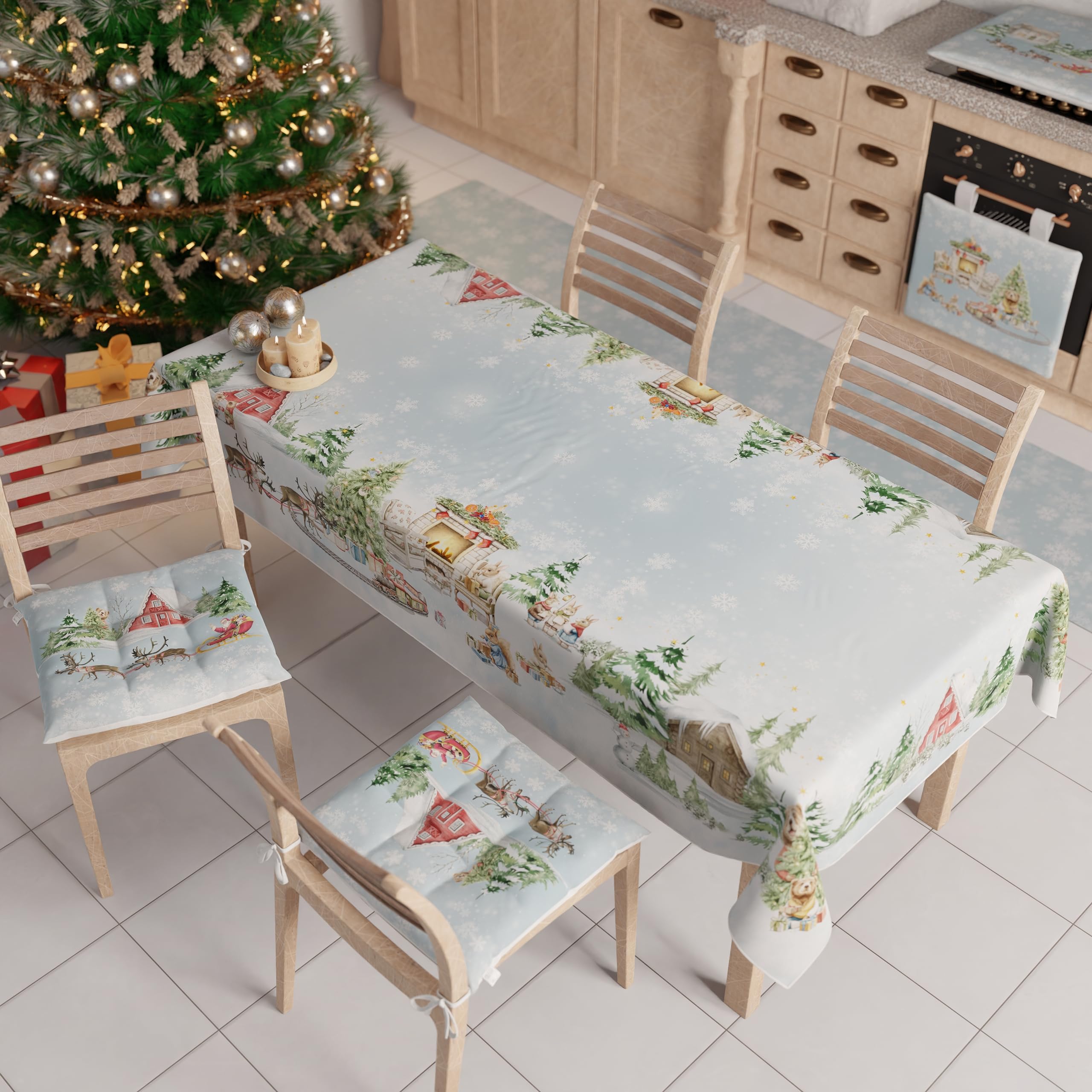 PETTI Weihnachts-Stuhlkissen Set, 6 Stück, 40x40 Cm – Mikrofaser Mit Bändern, Weihnachtsmotiv – 100% Made In Italy