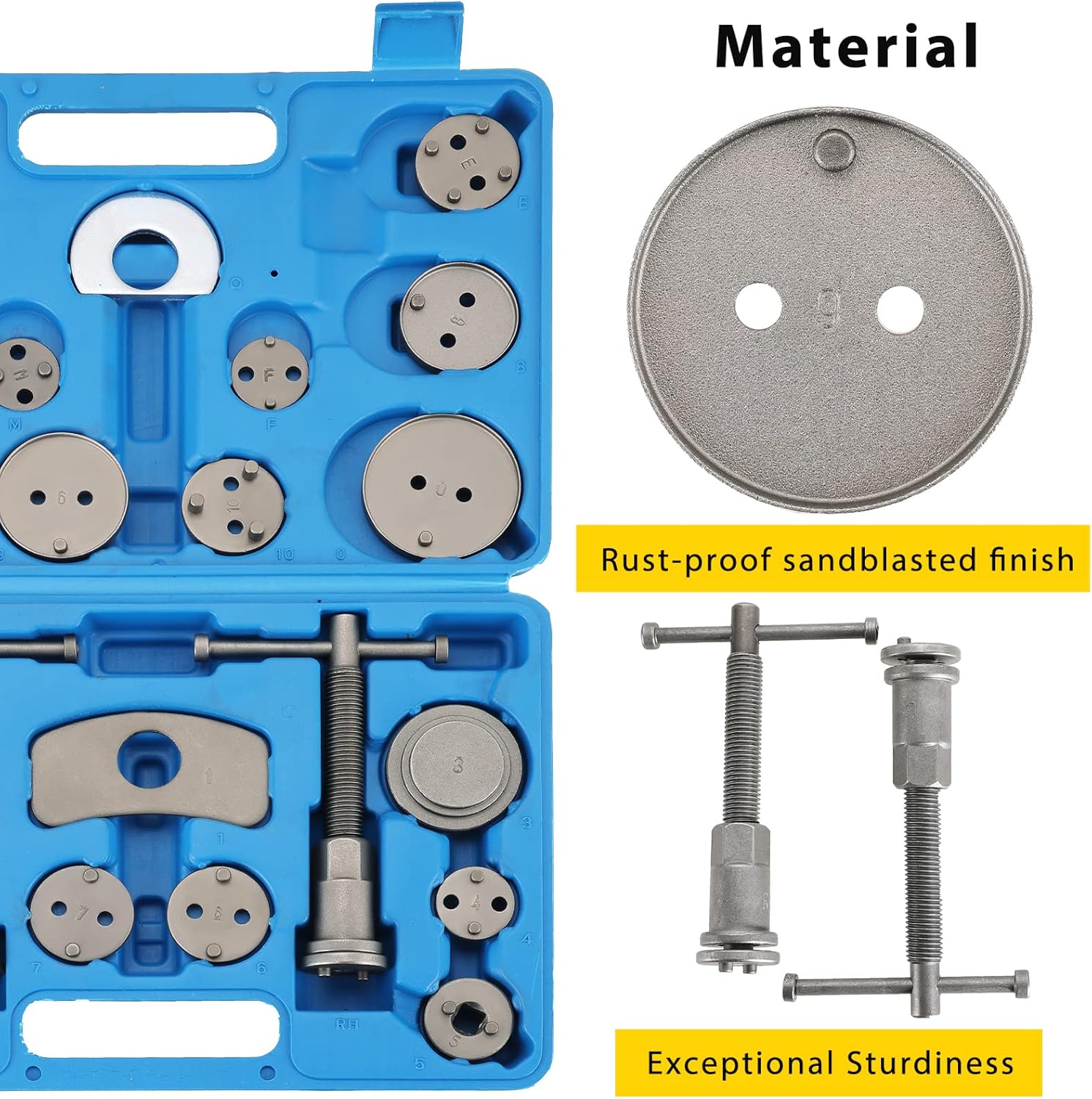 24PCS Disc Brake Caliper Tool Kit | Heavy Duty Disc Brake Piston Caliper Compressor Rewind Tool Set for Brake Pad Replacement Reset, Fits Most American European Japanese Autos (Blue) thumbnail
