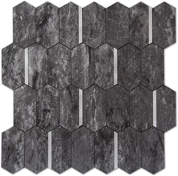 Art3dwallpanels 10-Sheet Hexagon Tile Peel and Stick Backsplash, Stick on Backsplash for Kitchen, Bathroom, Self-Adhesive Stone Grey Wall Tiles