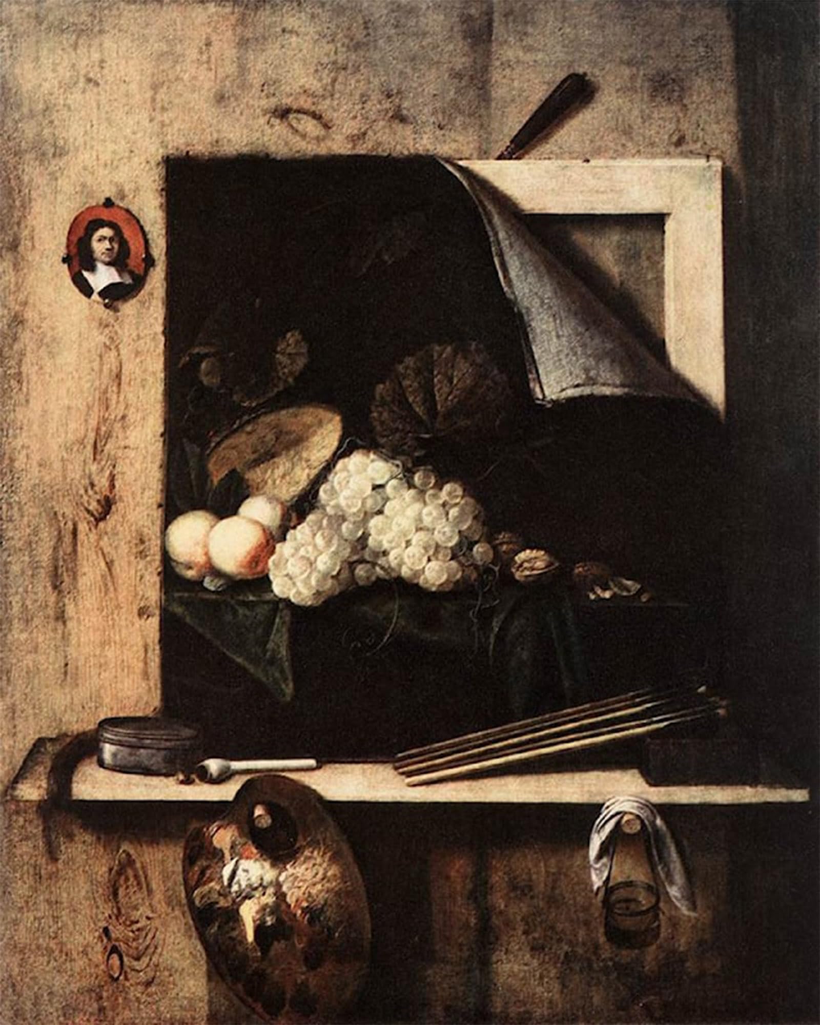 ARTXLXXBN Famous Prints Artwork Pictures Poster Painting Art Still-life with Self-portrait by Cornelis Gijbrechts Artwork Landscape Pictures for Home Decor 60x90cm