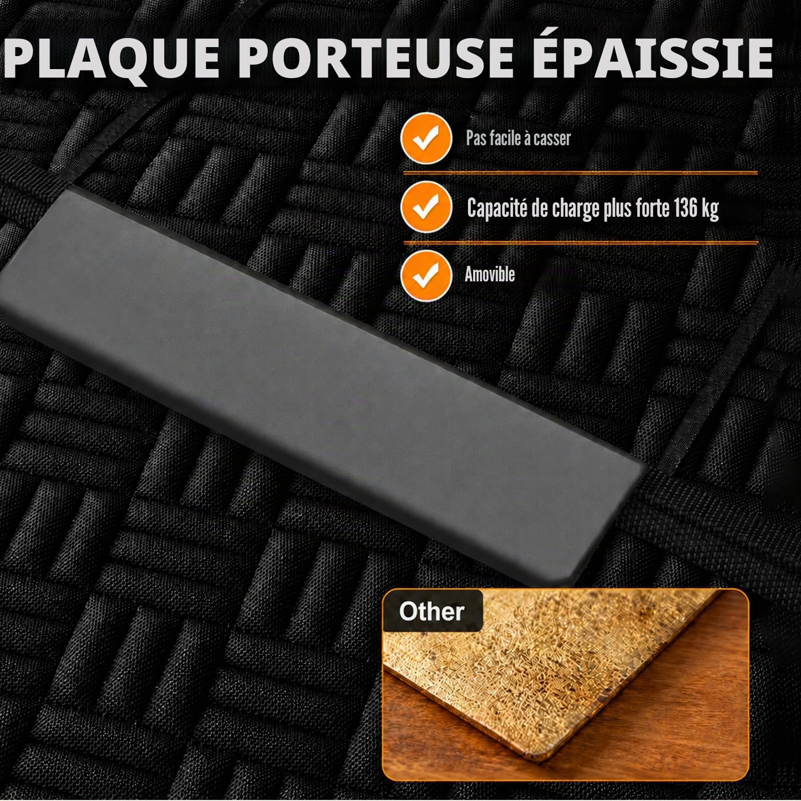 Protection Voiture Chien Siege Arriere, 129 x 60 cm, Housse de siège d'auto pour Chien à Fond Rigide jusqu'à 129 kg, 600D, pour lit d'auto de Chien pour Camion SUV de Voiture