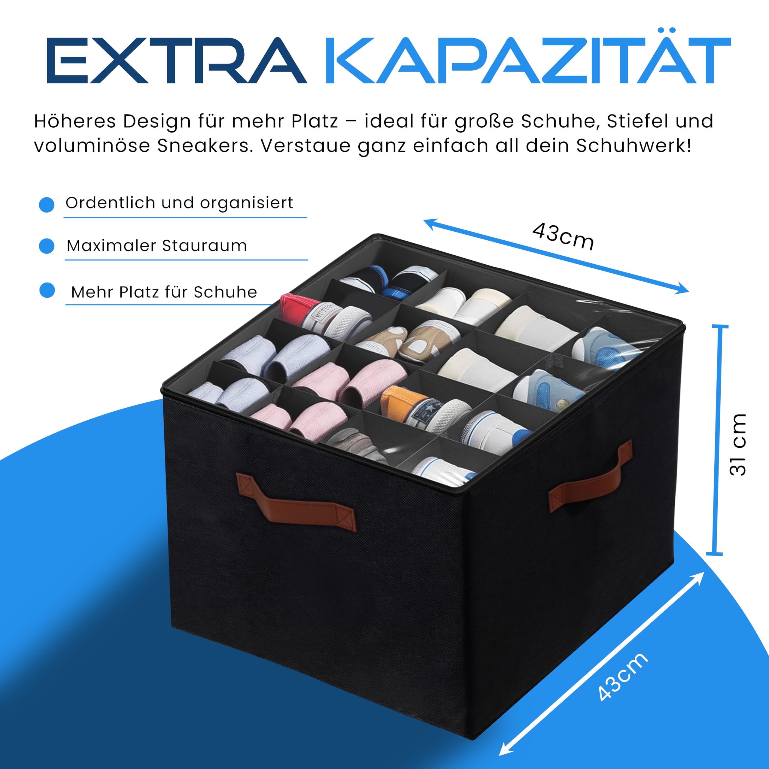 Organizer für Schuhe, inklusive 4 Schuhtaschen, Schuhaufbewahrung für Schrank, Schuhboxen, Schuhboxen, Schuhaufbewahrung