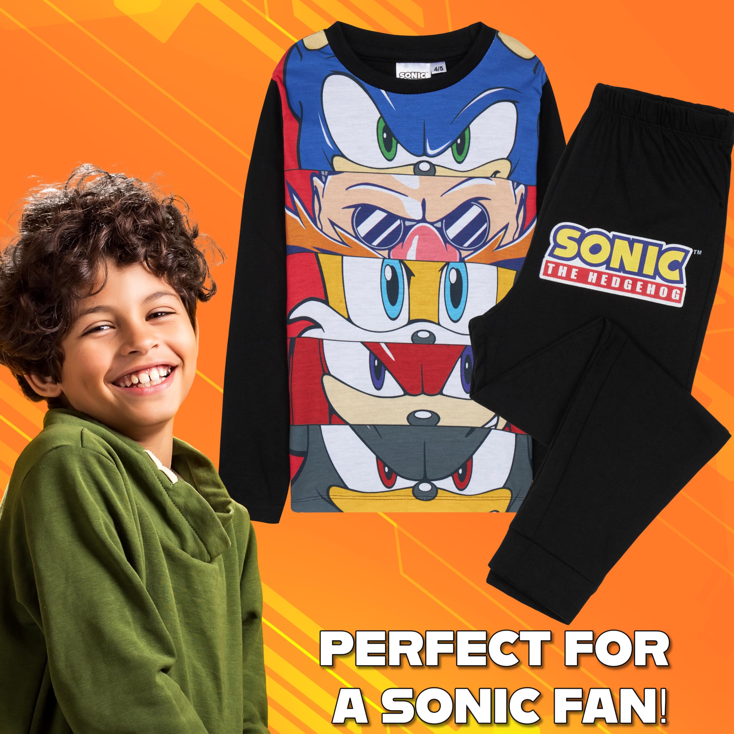 Get Trend Sonic The Hedgehog Pigiama Bambino, Set Lungo Pigiami Bambini con T-Shirt e Pantaloni, Abbigliamento da Casa, Regalo Ragazzo